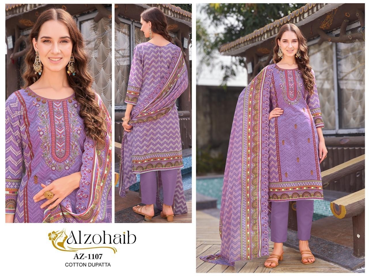 ALZOHAIB AZ 1106 1107 1108 1109 1110 1111 COTTON PAKISTANI SUITS WHOLESALE PRICE SURAT