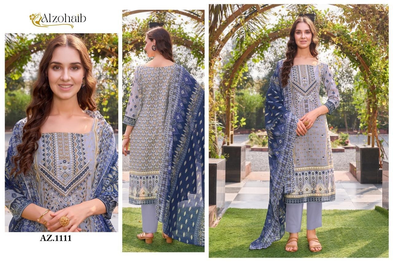 ALZOHAIB AZ 1106 1107 1108 1109 1110 1111 COTTON PAKISTANI SUITS WHOLESALE PRICE SURAT