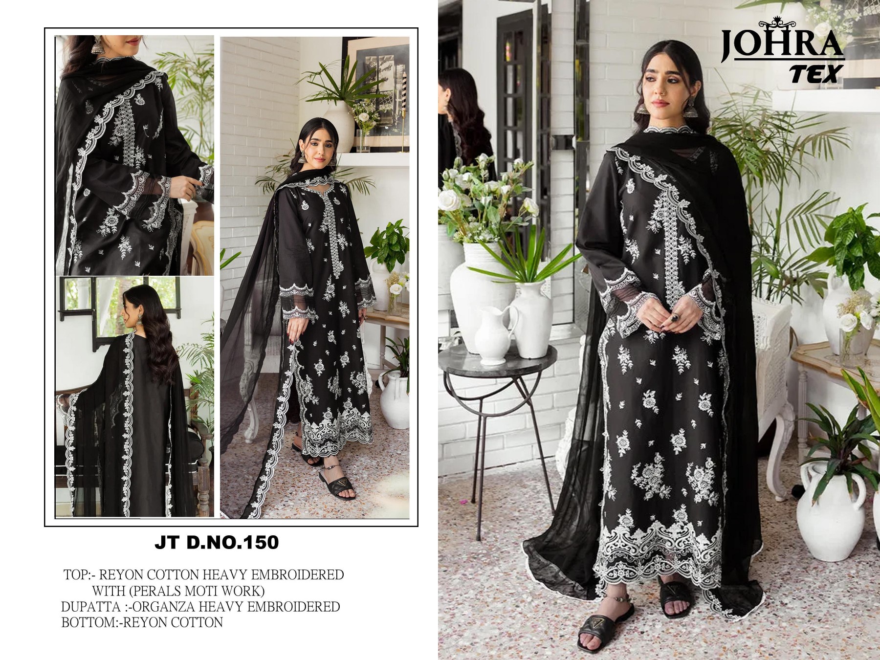 JOHRA TEX JT 150 BLACK PAKISTANI SUITS