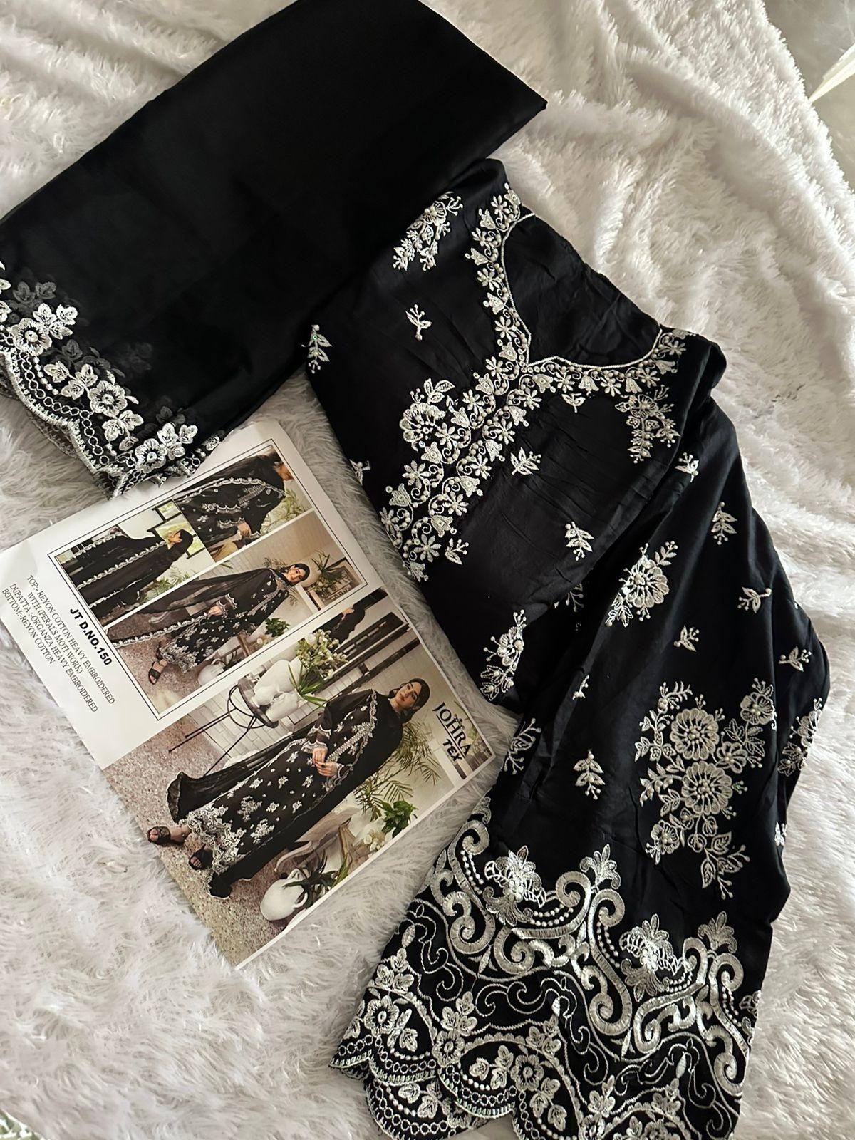 JOHRA TEX JT 150 BLACK PAKISTANI SUITS