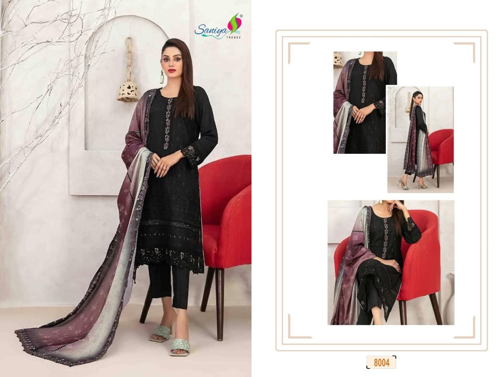SANIYA TRENDZ 8001 8002 8003 8004 8005 RANG RASIYA VOL 8 PAKISTANI SUITS SINGLE PIECE
