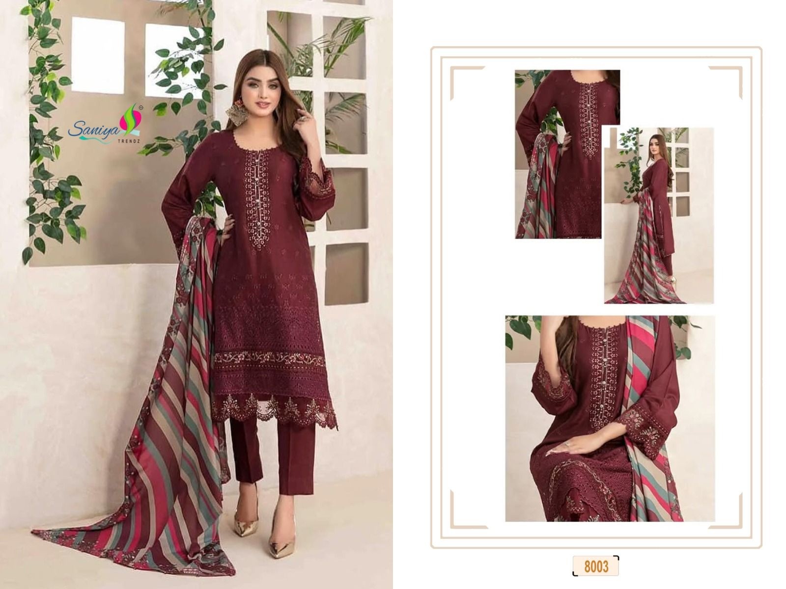 SANIYA TRENDZ 8001 8002 8003 8004 8005 RANG RASIYA VOL 8 PAKISTANI SUITS SINGLE PIECE