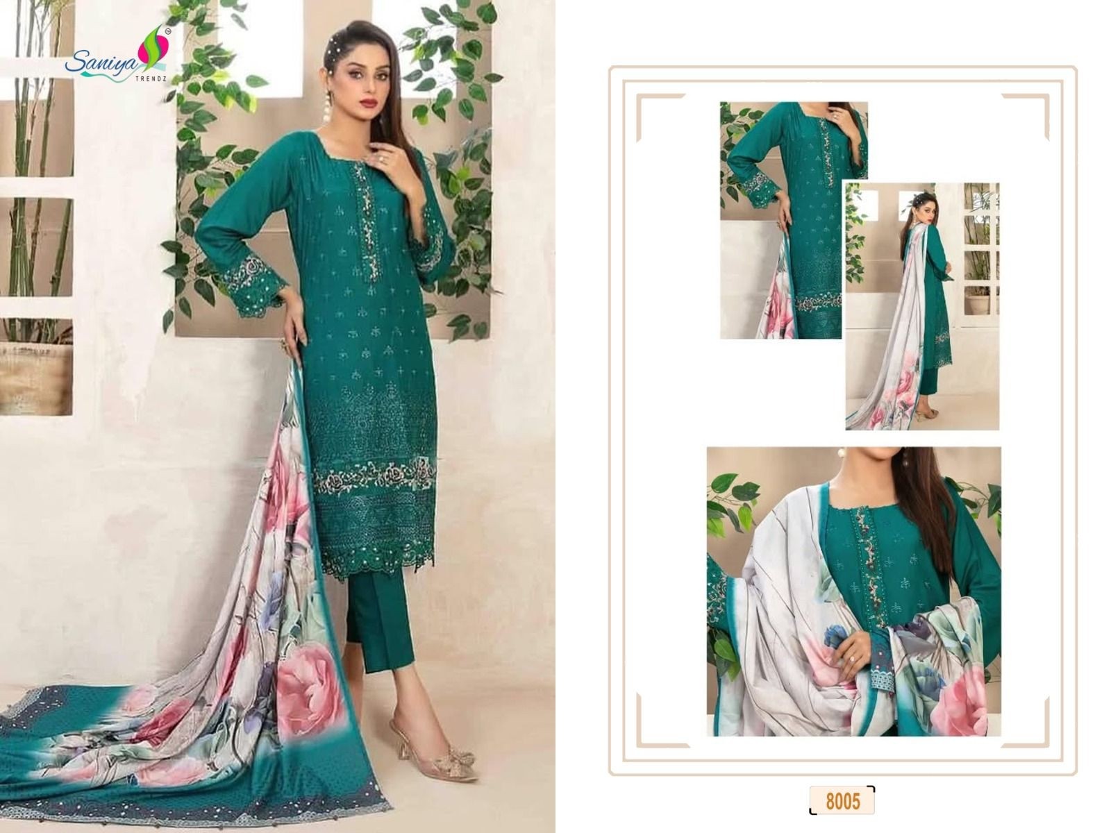 SANIYA TRENDZ 8001 8002 8003 8004 8005 RANG RASIYA VOL 8 PAKISTANI SUITS SINGLE PIECE