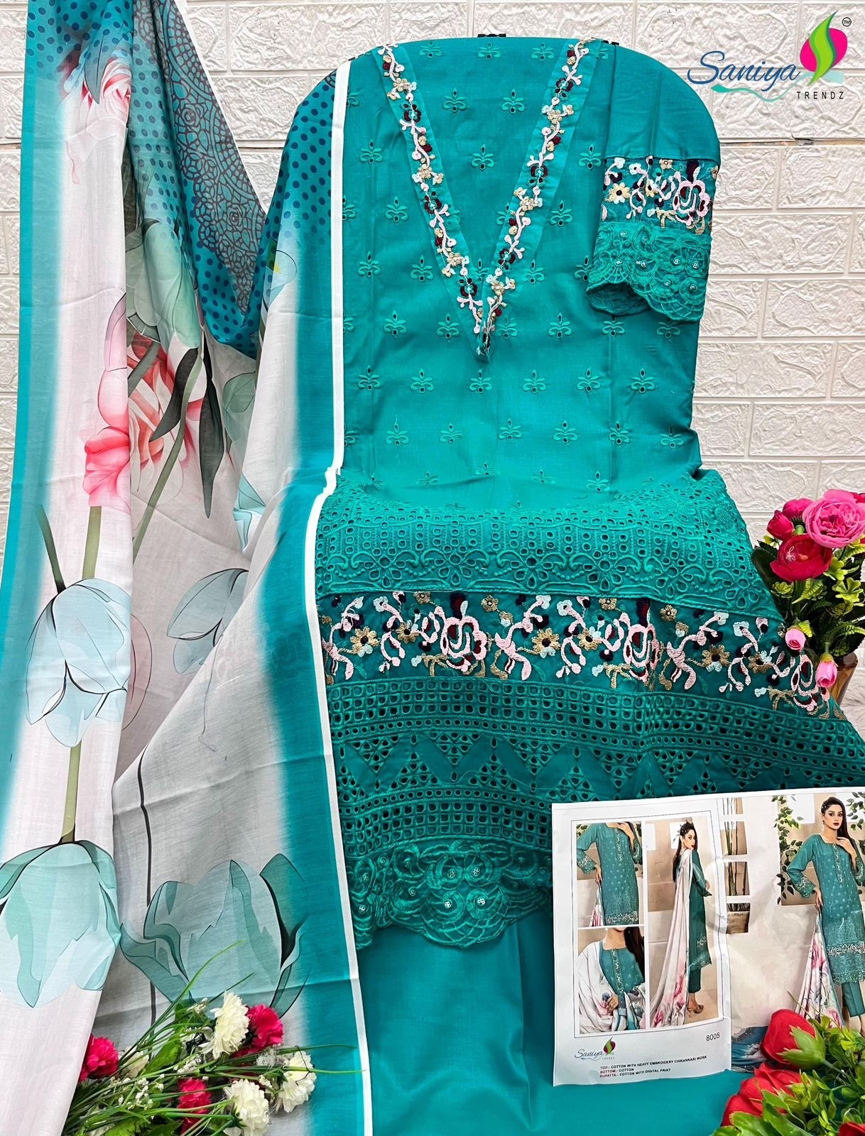 SANIYA TRENDZ 8001 8002 8003 8004 8005 RANG RASIYA VOL 8 PAKISTANI SUITS SINGLE PIECE