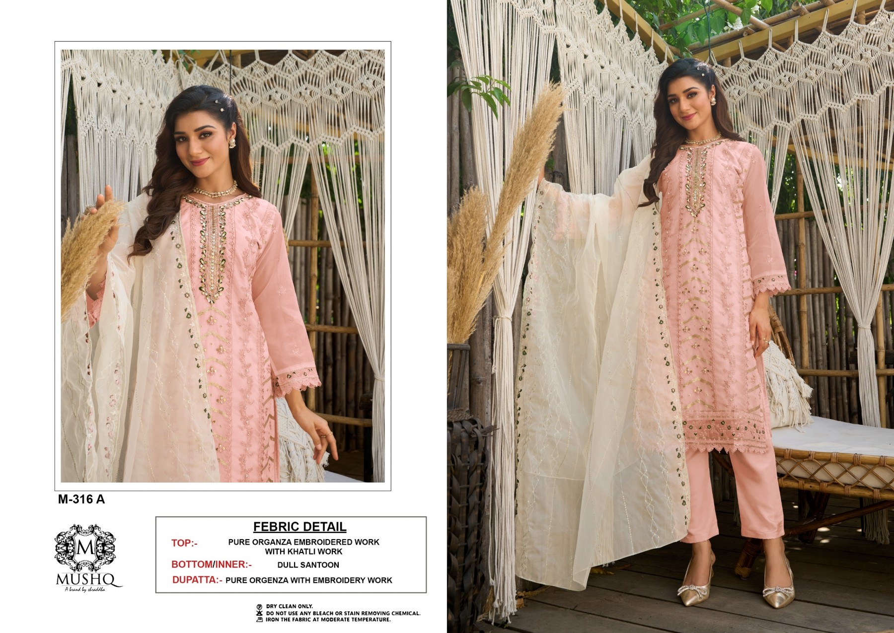 MUSHQ M 316 A PAKISTANI SUITS ORGANZA 