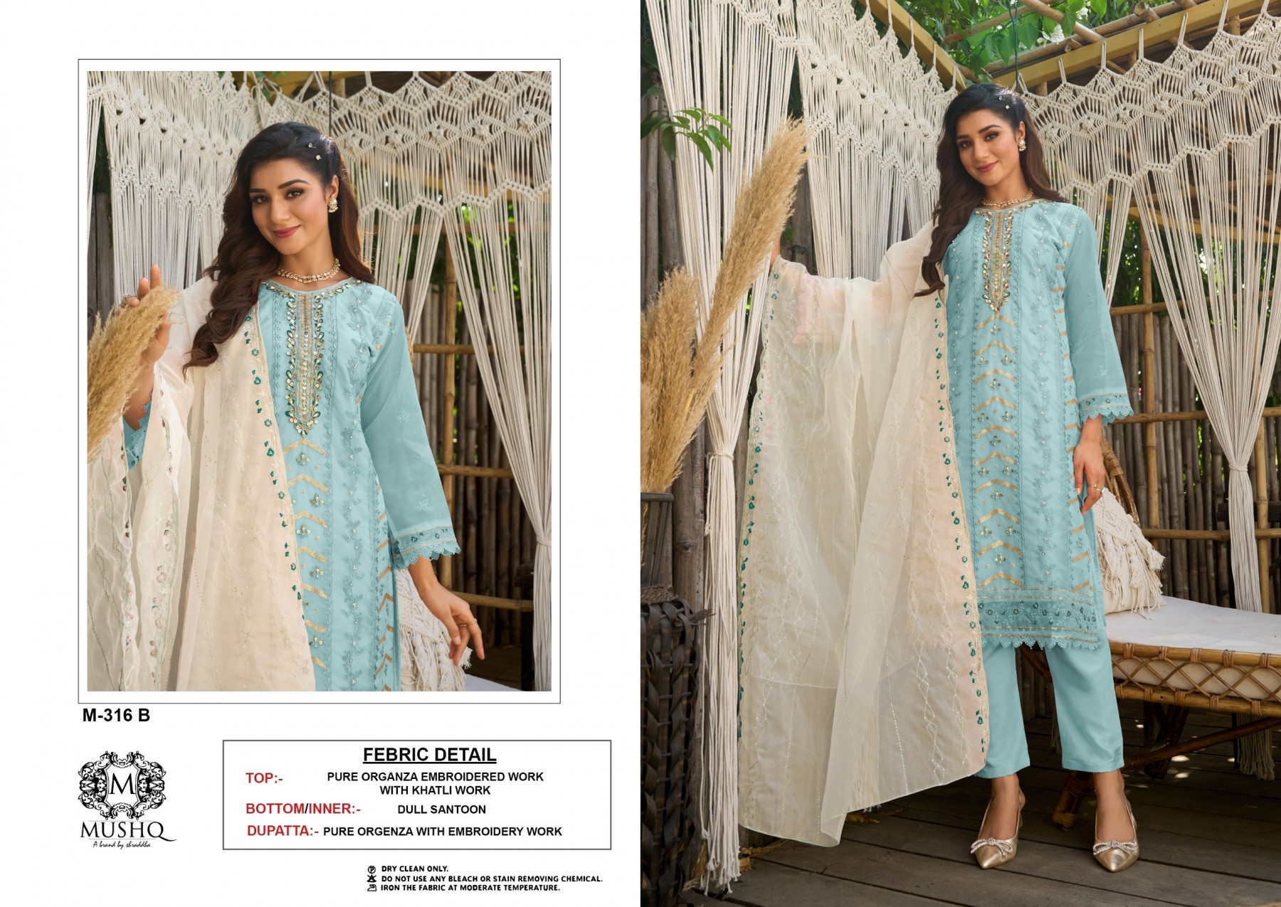 MUSHQ M 316 B LATEST PAKISTANI SUITS ORGANZA 