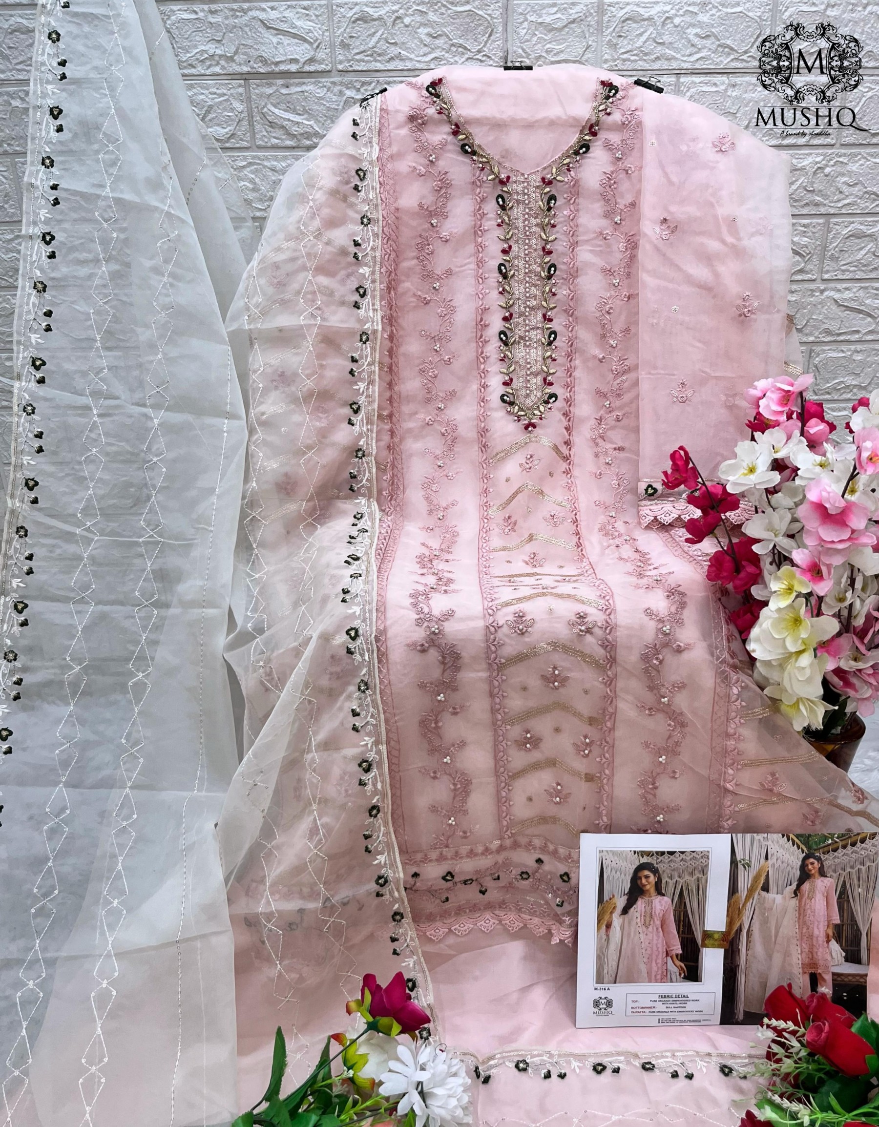 MUSHQ M 316 A PAKISTANI SUITS ORGANZA 