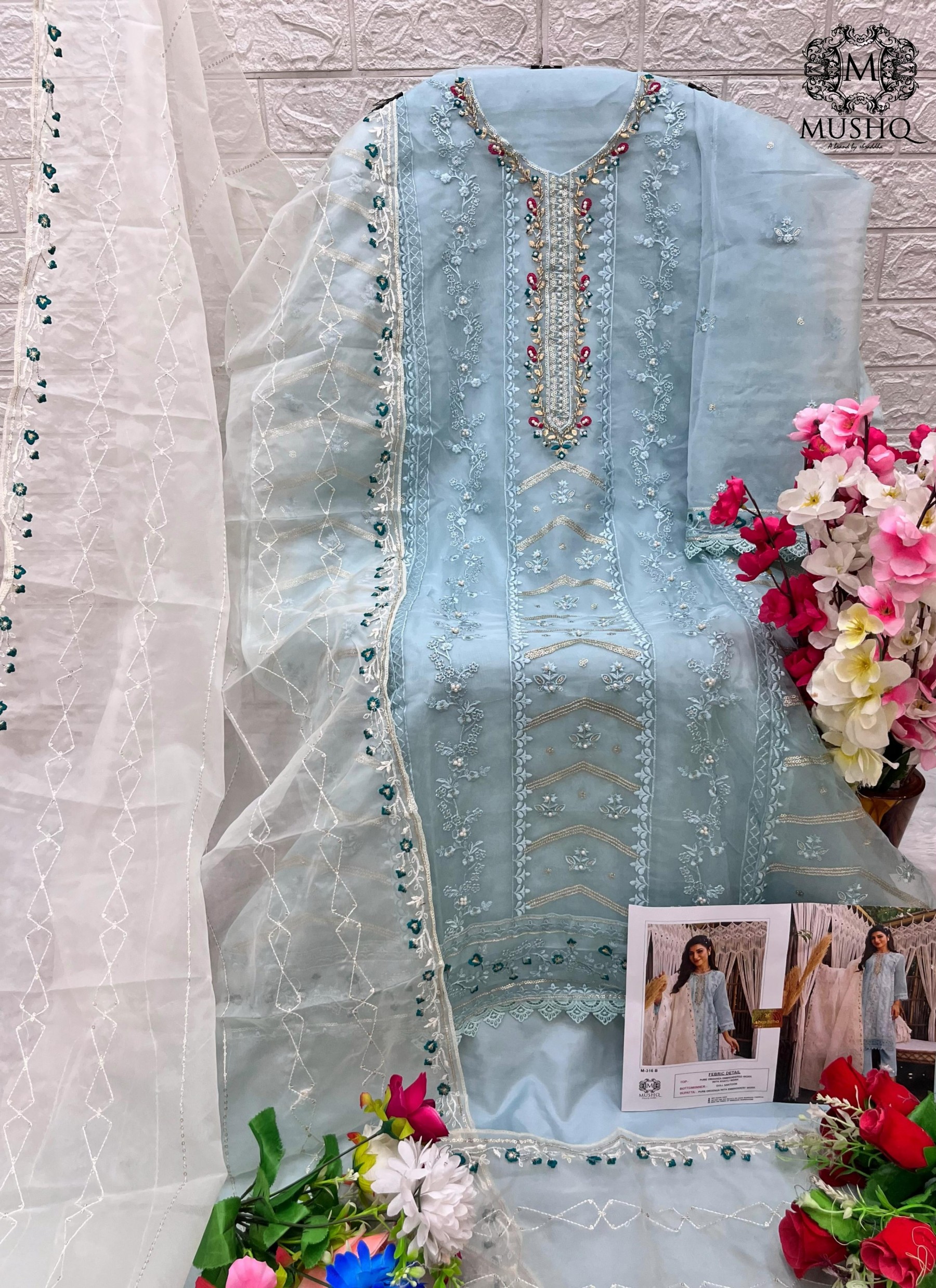 MUSHQ M 316 B LATEST PAKISTANI SUITS ORGANZA 