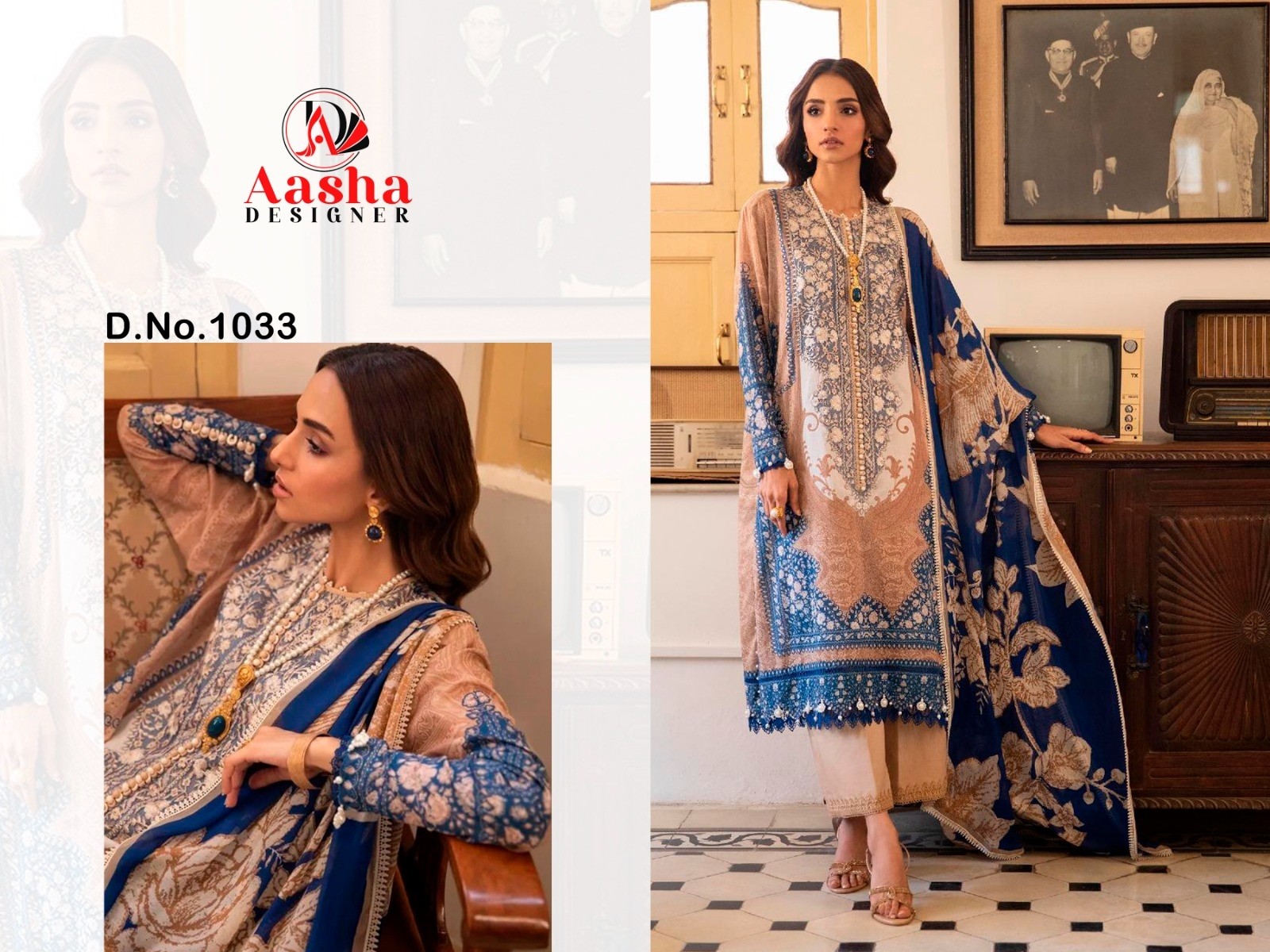 AASHA DESIGNER 1033 COTTON PAKISTANI SUITS WHOLESALE WITH PRICE