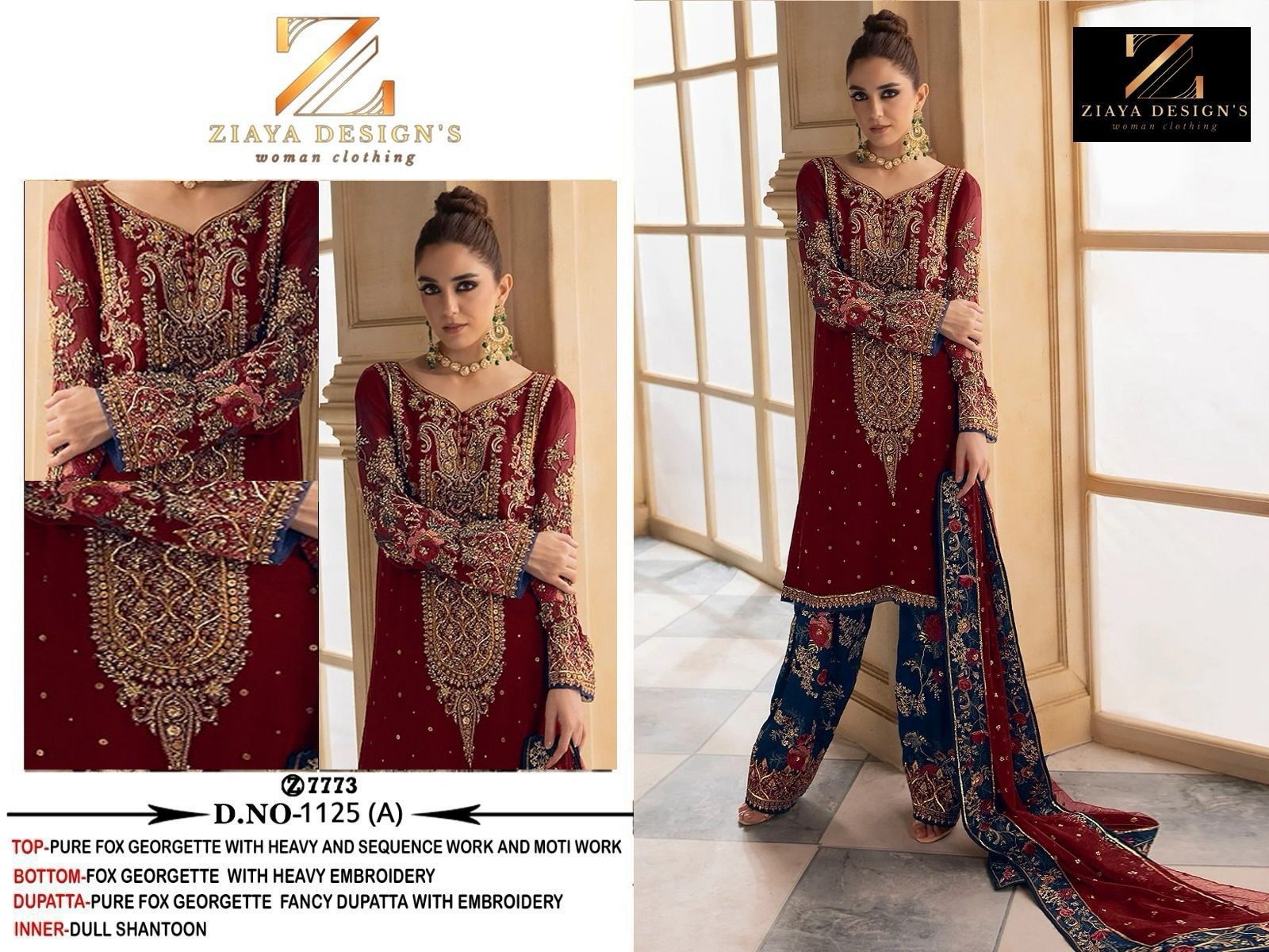 ZIAYA DESIGNS 1126 AB BEST PAKISTANI SUITS WHOLESALE