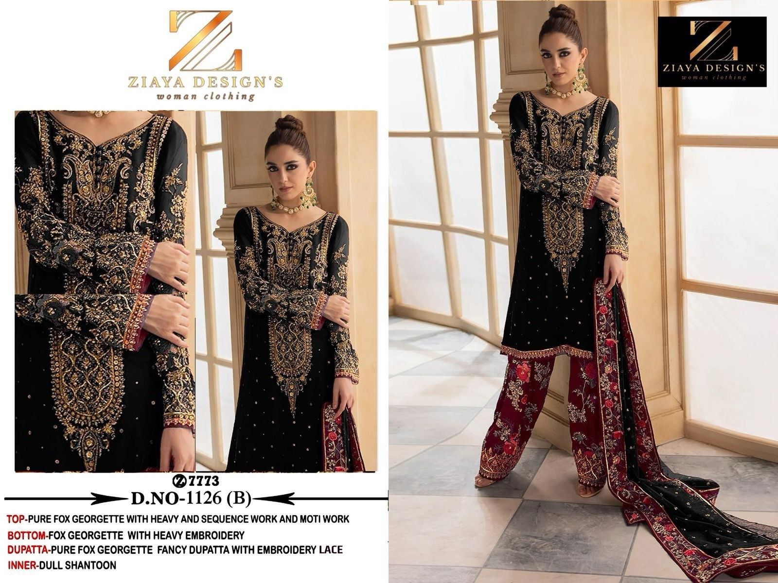 ZIAYA DESIGNS 1126 AB BEST PAKISTANI SUITS WHOLESALE