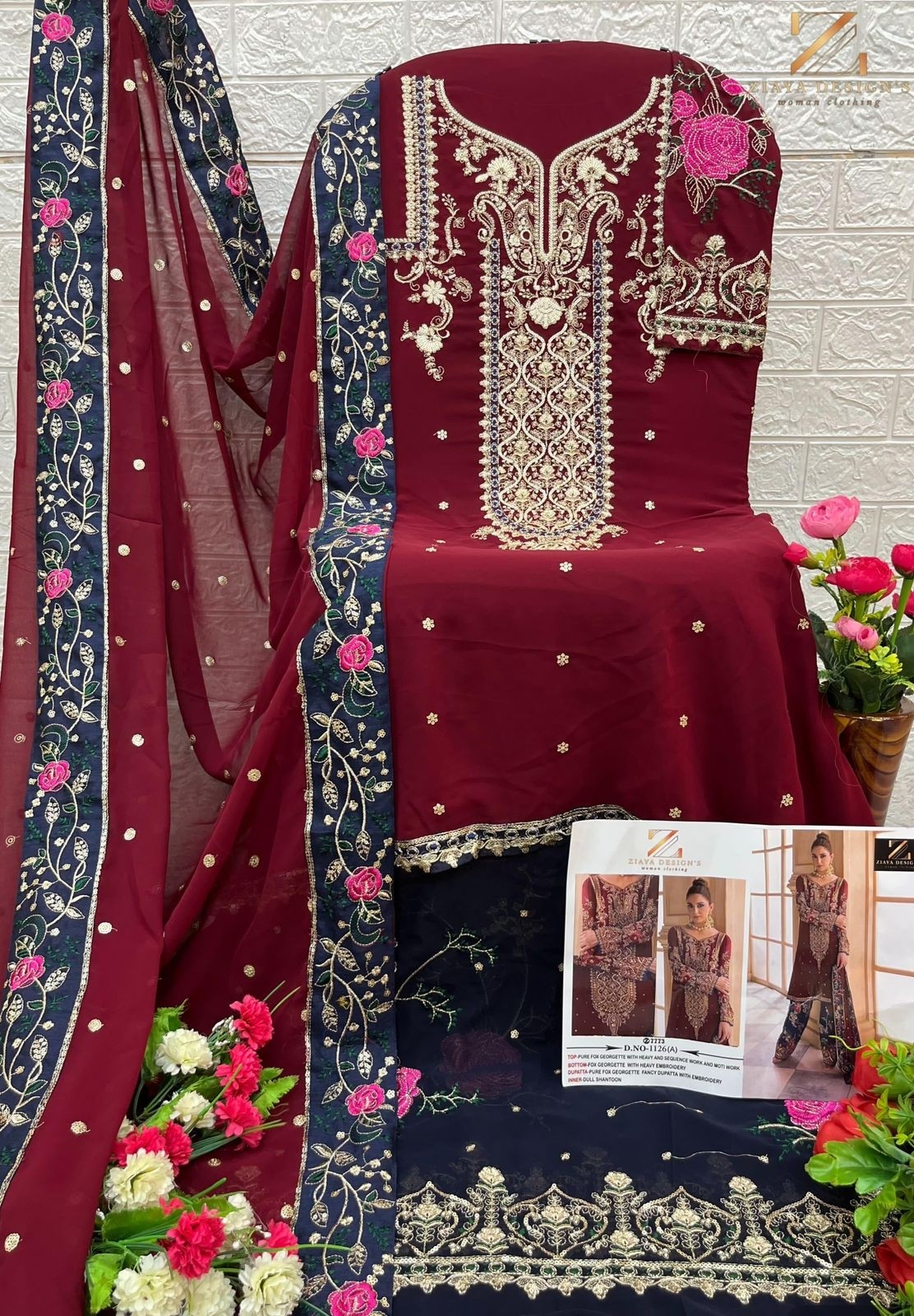 ZIAYA DESIGNS 1126 AB BEST PAKISTANI SUITS WHOLESALE