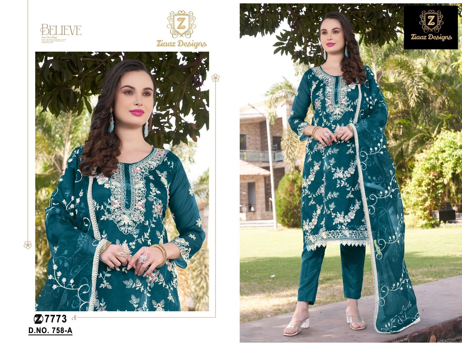 ZIAAZ DESIGNS 758 A LATEST SALWAR SUITS