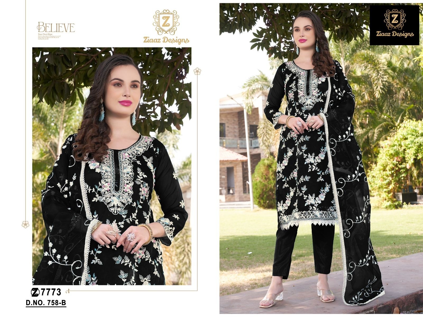 ZIAAZ DESIGNS 758 B LATEST DESIGNS SALWAR SUITS