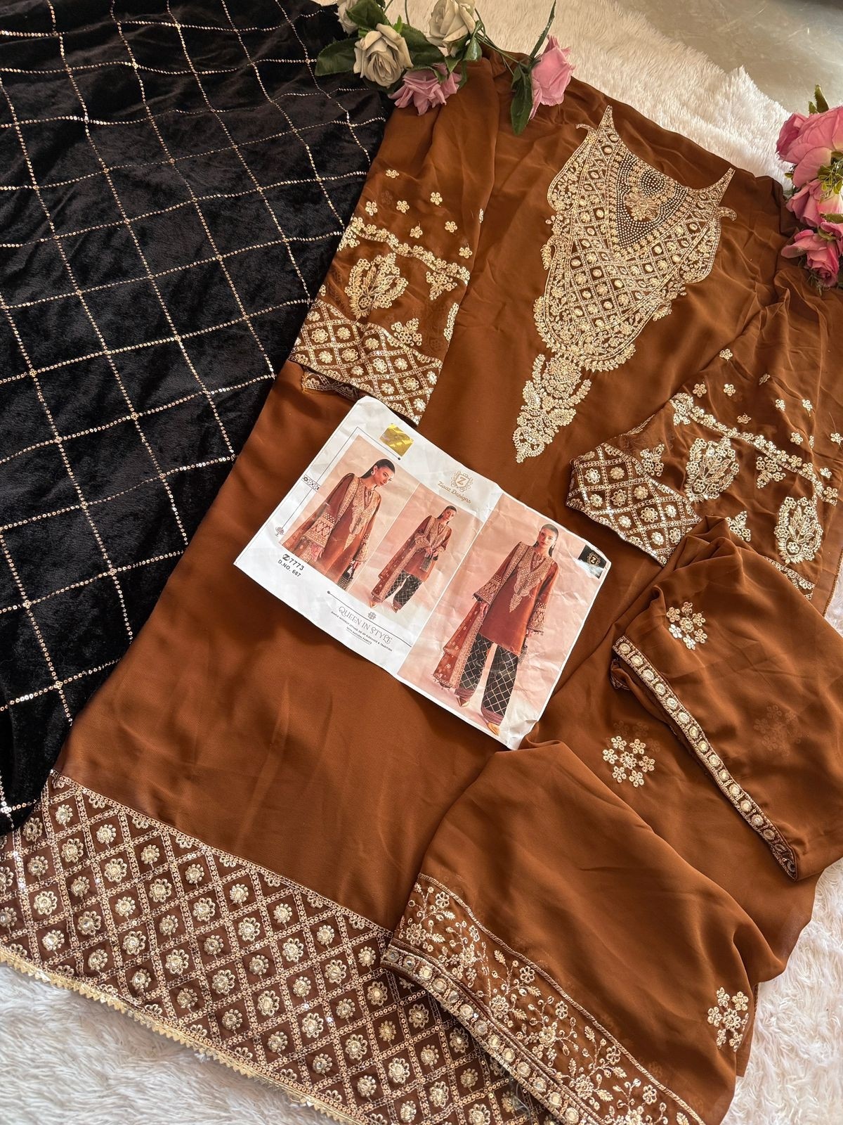 ZIAAZ DESIGNS 687 VELVET PAKISTANI SALWAR SUITS 