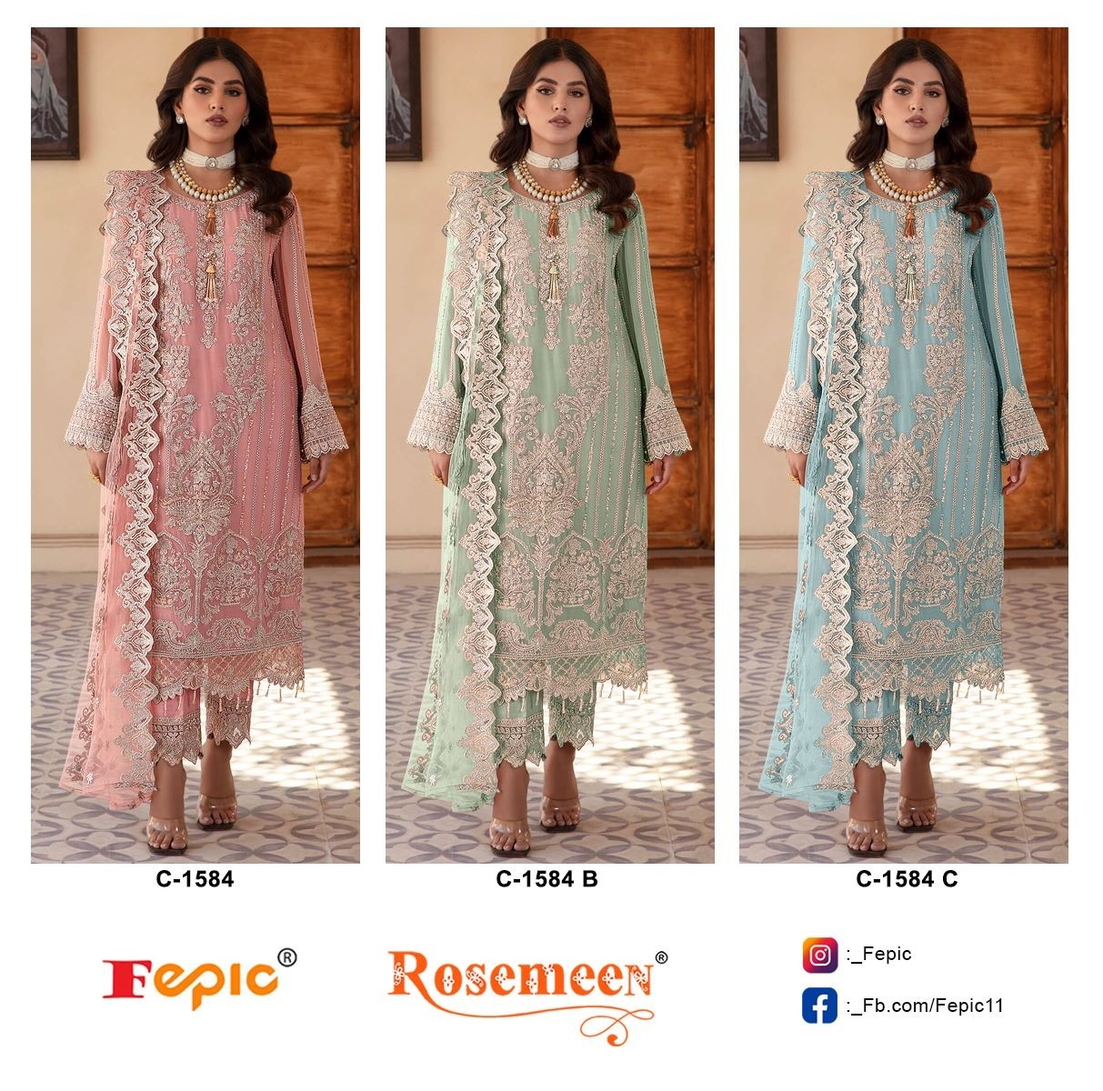 FEPIC ROSEMEEN C 1584 ABC PAKISTANI SALWAR SUITS ONLINE