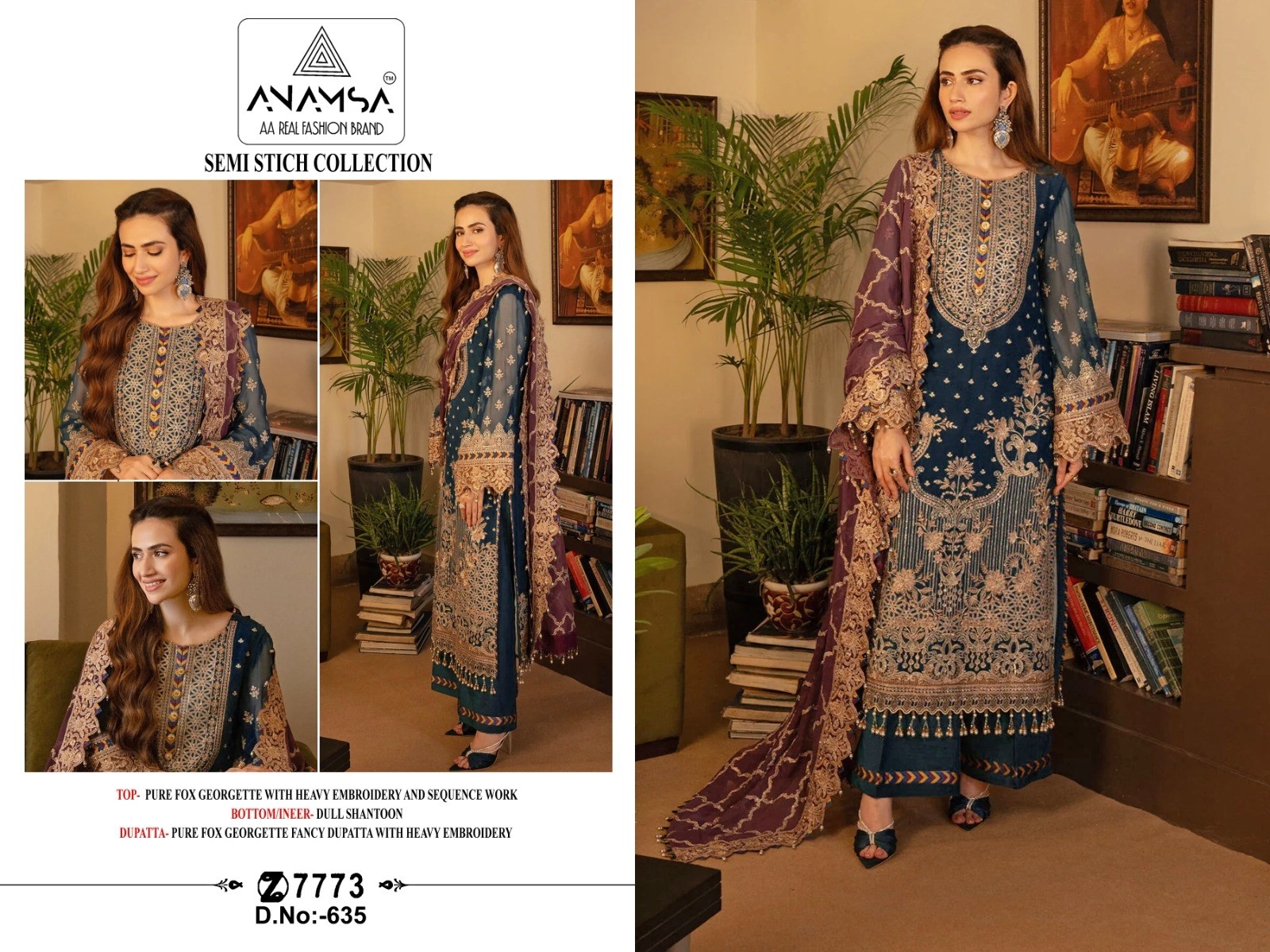 ANAMSA 635 HIT PAKISTANI SALWAR SUITS