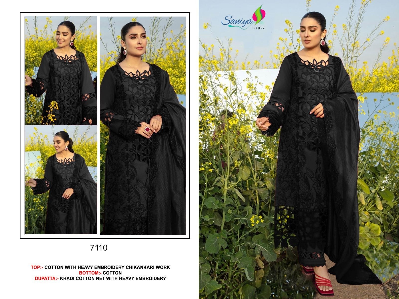SANIYA TRENDZ 7110 BLACK PAKISTANI SUITS WHOLESALER