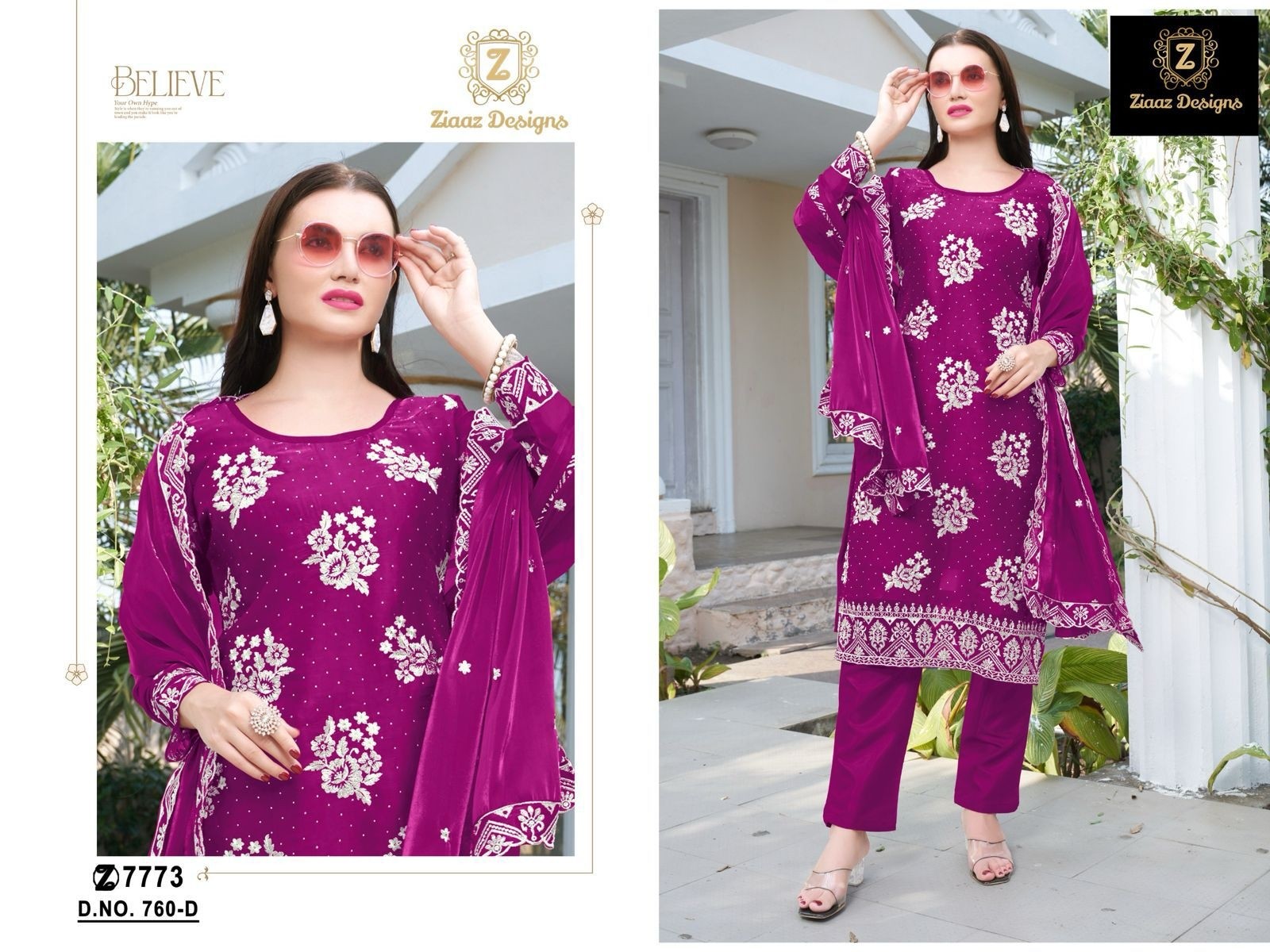 ZIAAZ DESIGNS 760 D PAKISTANI SALWAR SUITS WHOLESALE PRICE