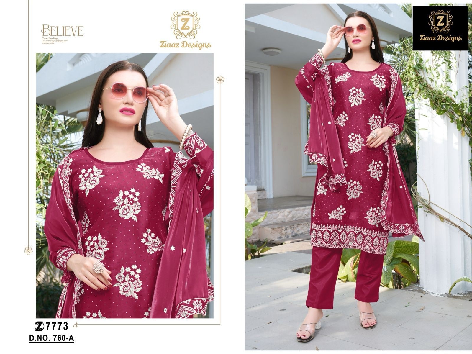 ZIAAZ DESIGNS 760 A LATEST PAKISTANI SALWAR SUITS