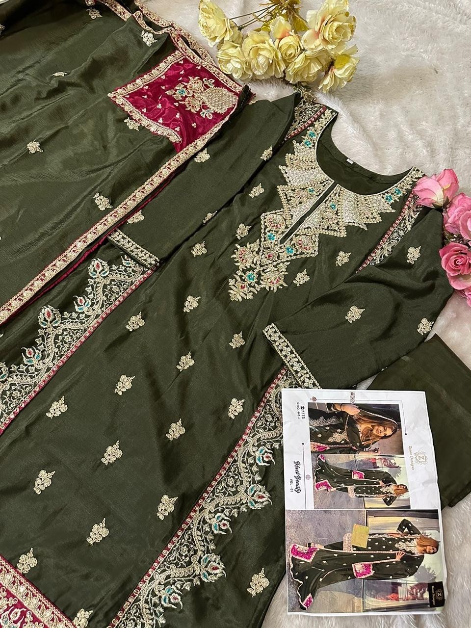 ZIAAZ DESIGNS 443 B PAKISTANI SUITS WHOLESALE SINGLE PIECE