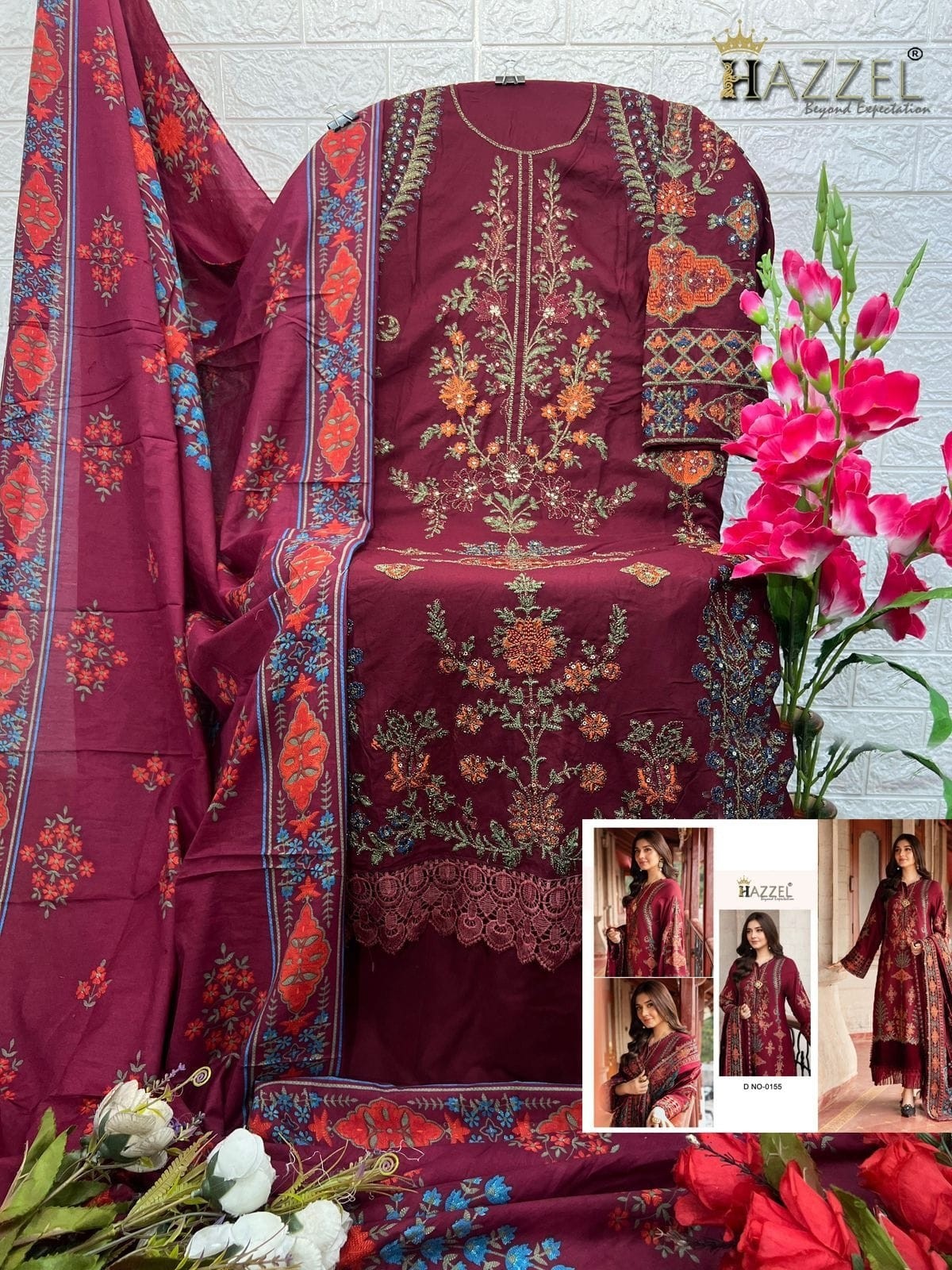 HAZZEL 0155 PAKISTANI REYON SUITS