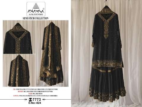 ANAMSA 624 BLACK PAKISTANI DRESSES WHOLESALE SINGLE