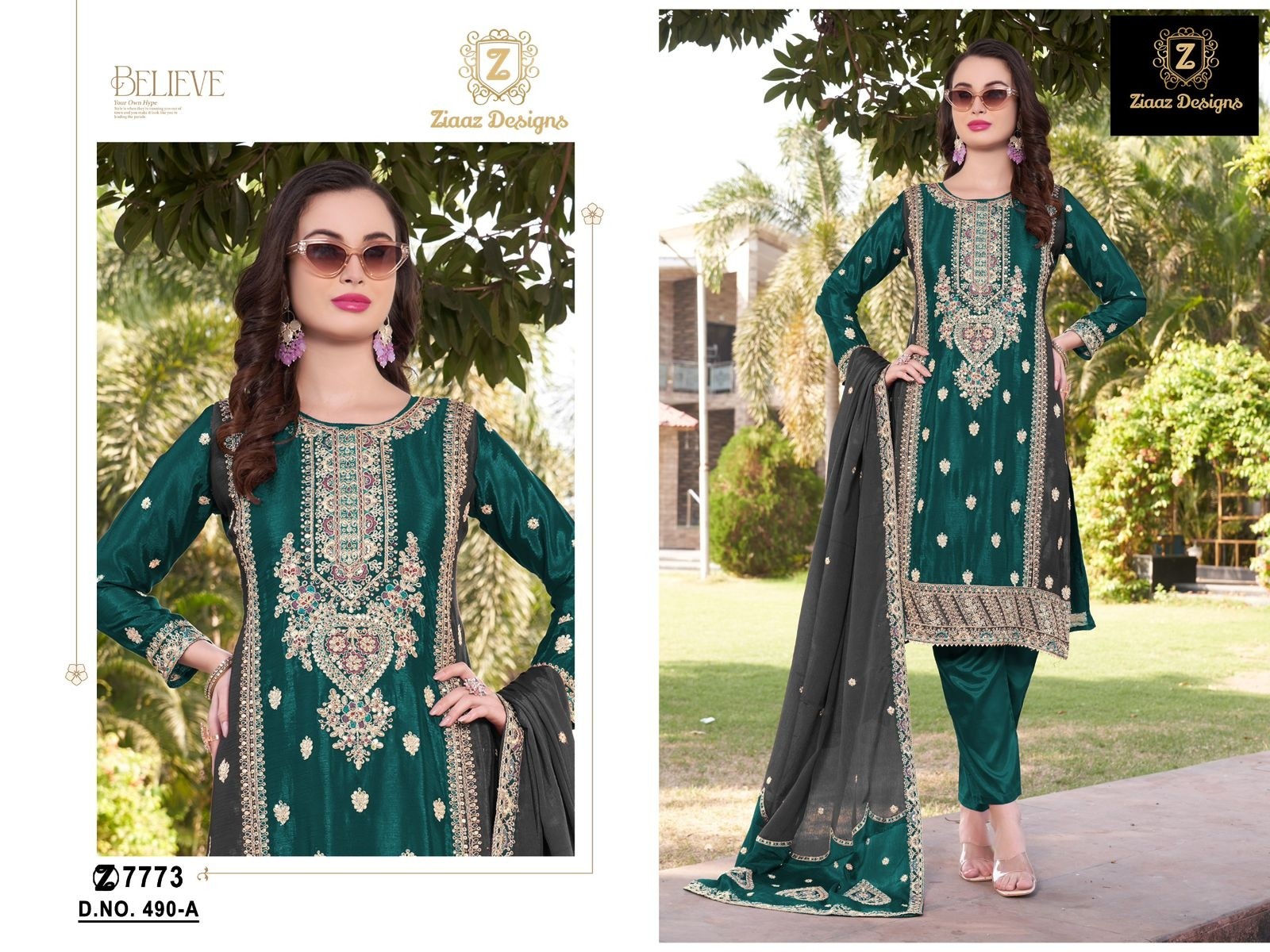 ZIAAZ DESIGNS 490 A LATEST PAKISTANI DRESSES