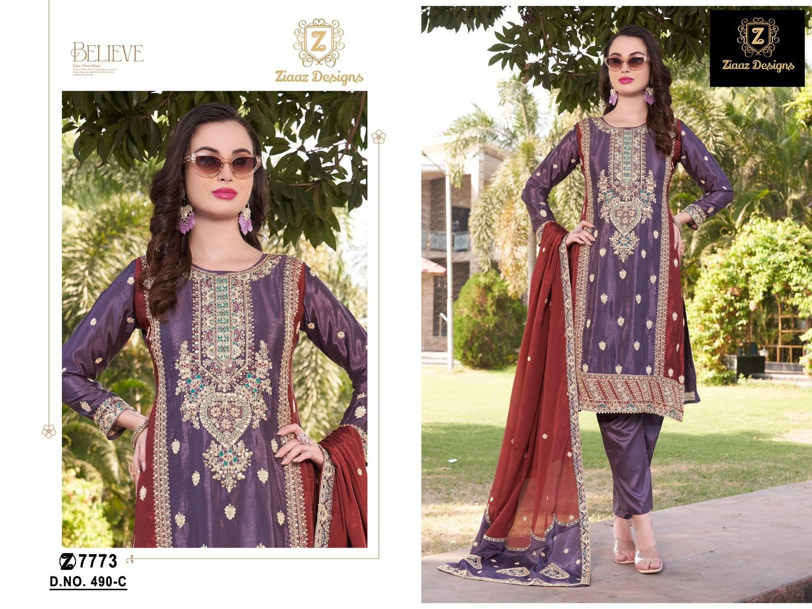 ZIAAZ DESIGNS 490 C LATEST PAKISTANI DRESSES CHINON