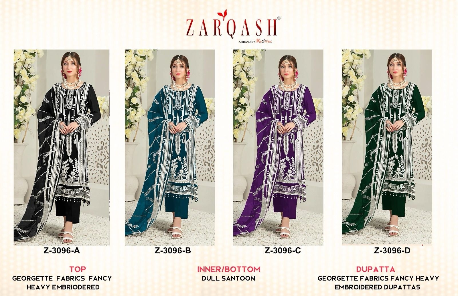 ZARQASH 3096 D PAKISTANI SUITS FANCY ONLINE SHOPPING