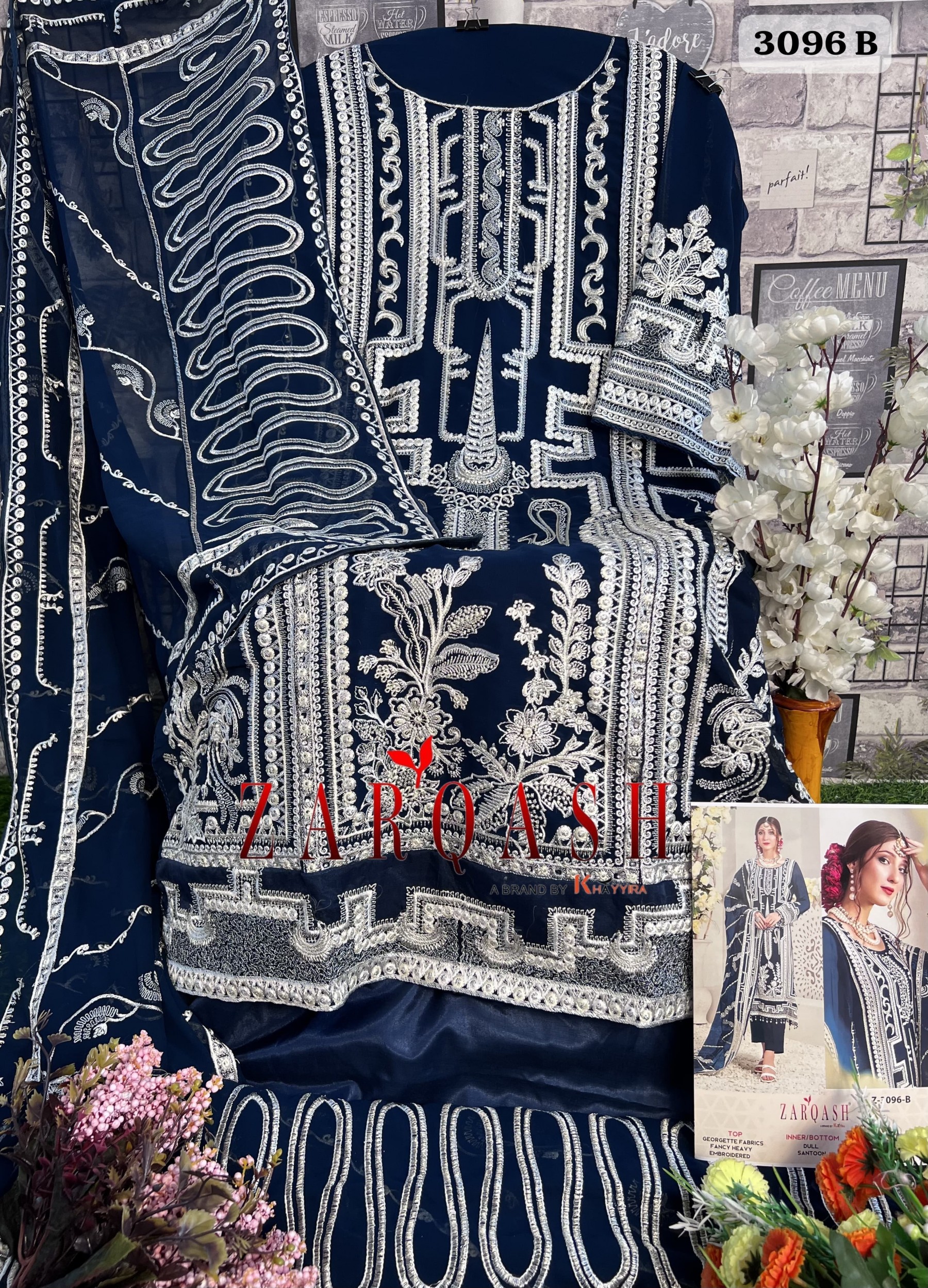 ZARQASH 3096 B FANCY ONLINE PAKISTANI SUITS