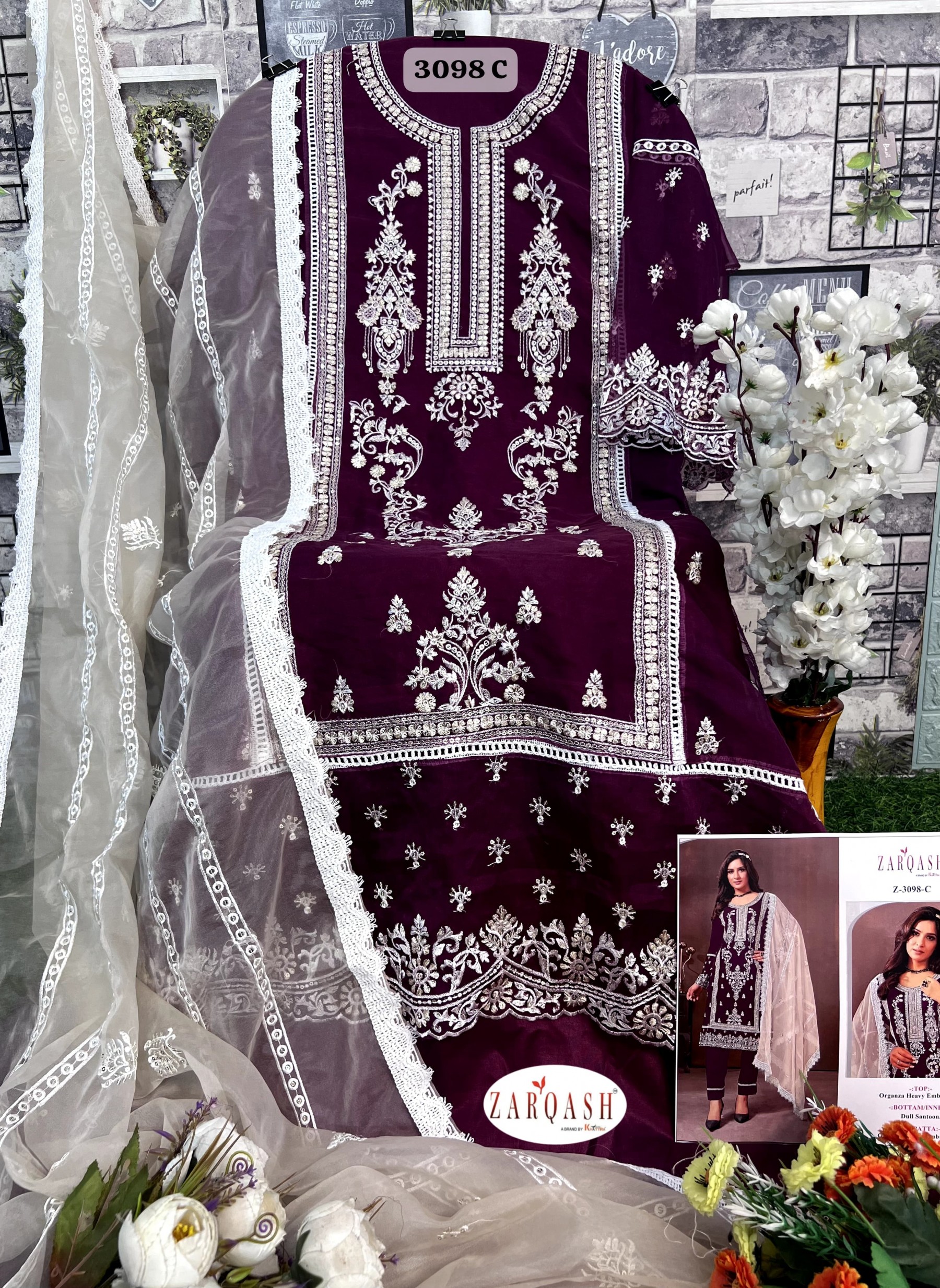 ZARQASH 3098 C PAKISTANI SUITS SINGLE ONLINE SHOPPING
