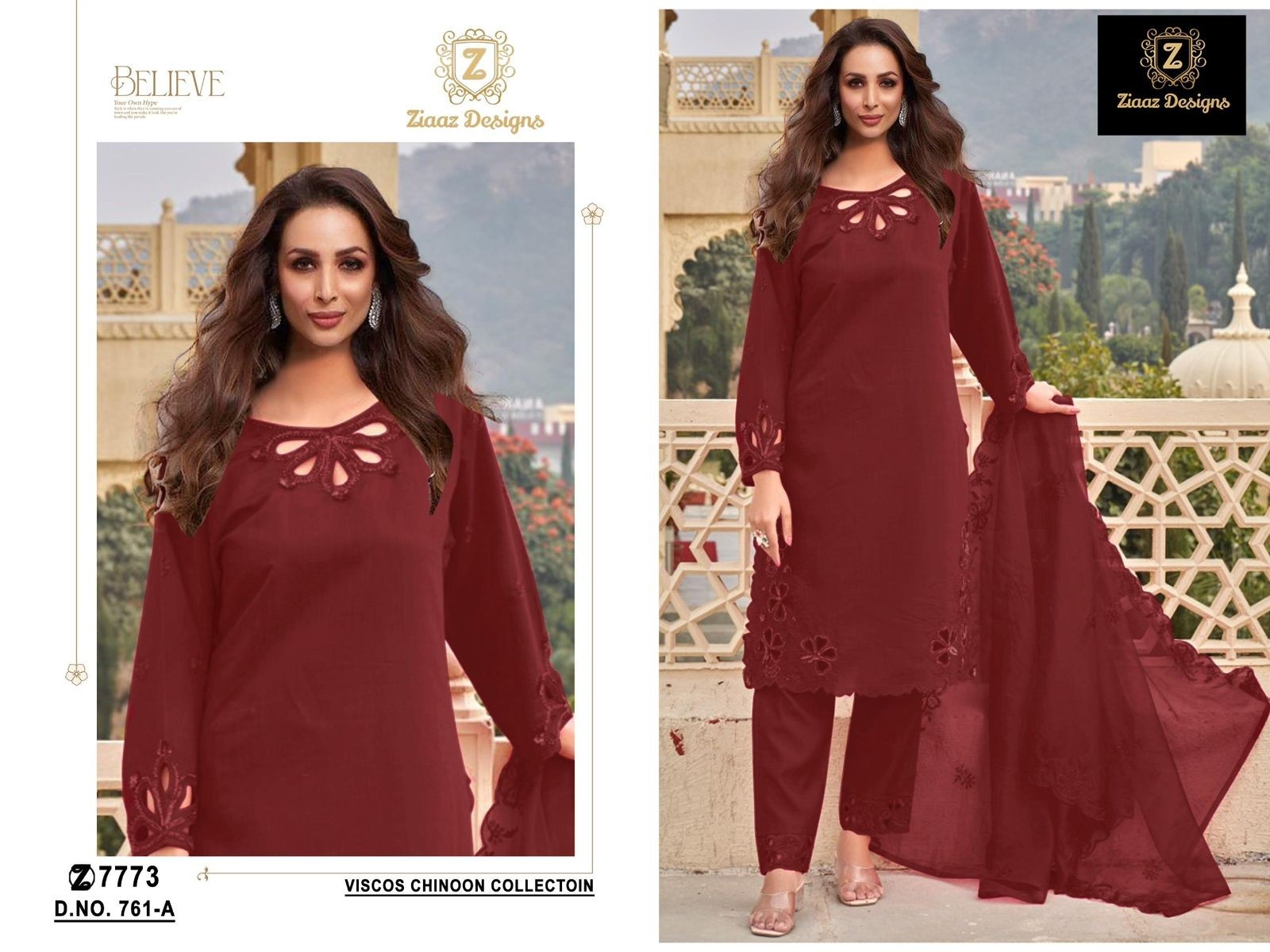 ZIAAZ DESIGNS 761 A CHINON HANDWORK PAKISTANI SUITS
