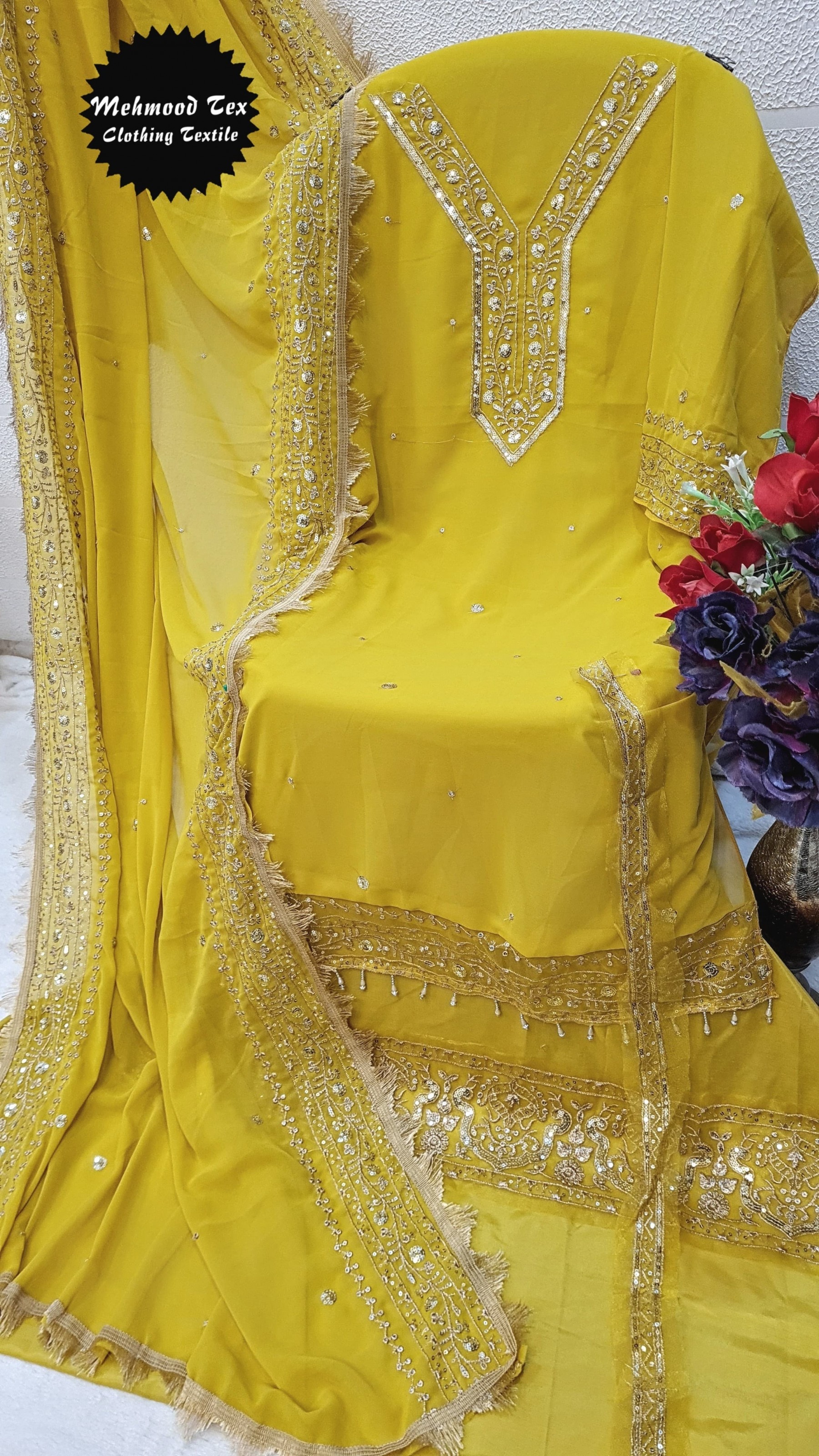 MEHMOOD TEX M 52 YELLOW PAKISTANI SUITS
