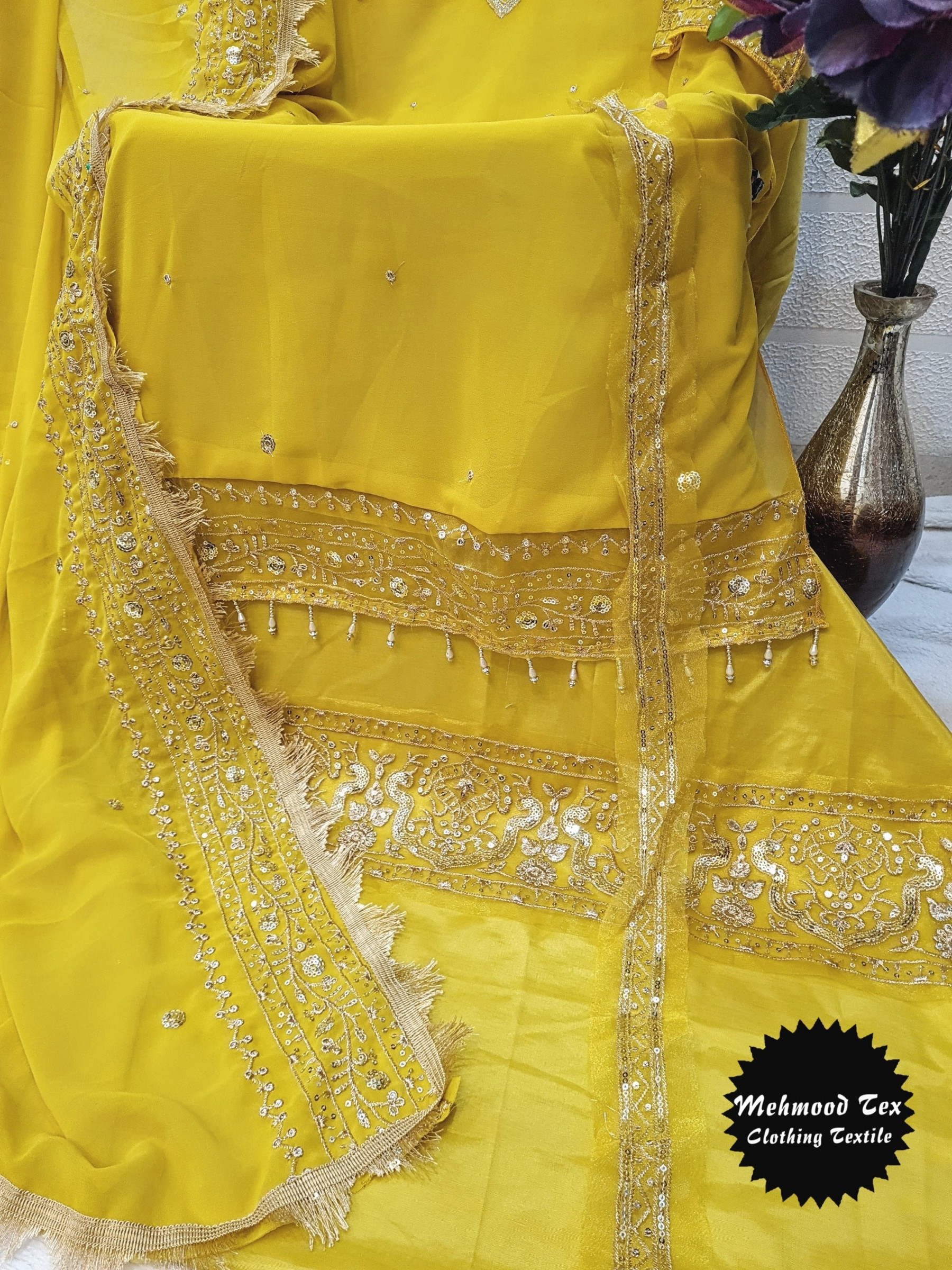 MEHMOOD TEX M 52 YELLOW PAKISTANI SUITS