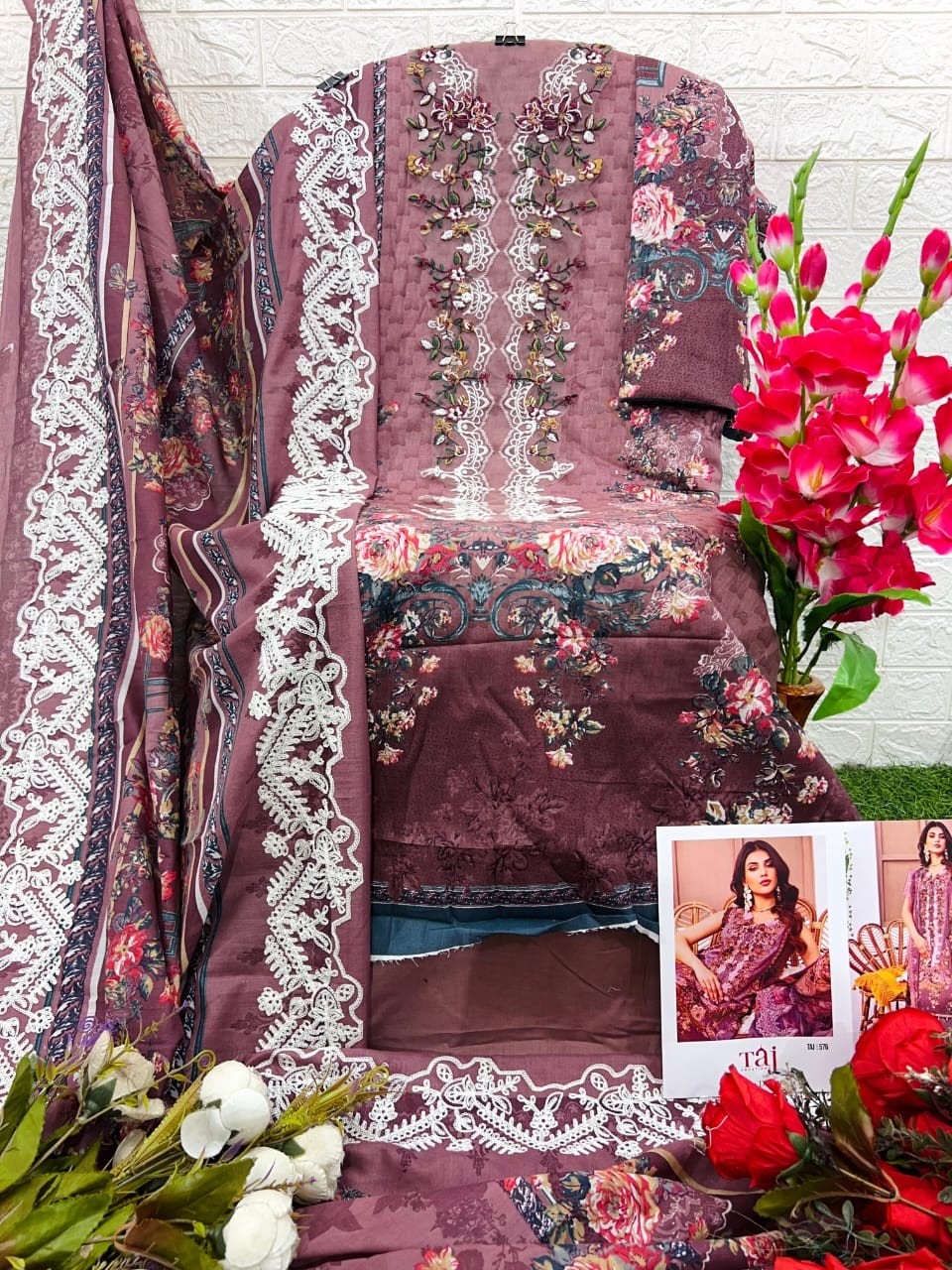TAJ CREATIONS TAJ 576 HIT COLLECTION COTTON SUITS SINGLE PIECE