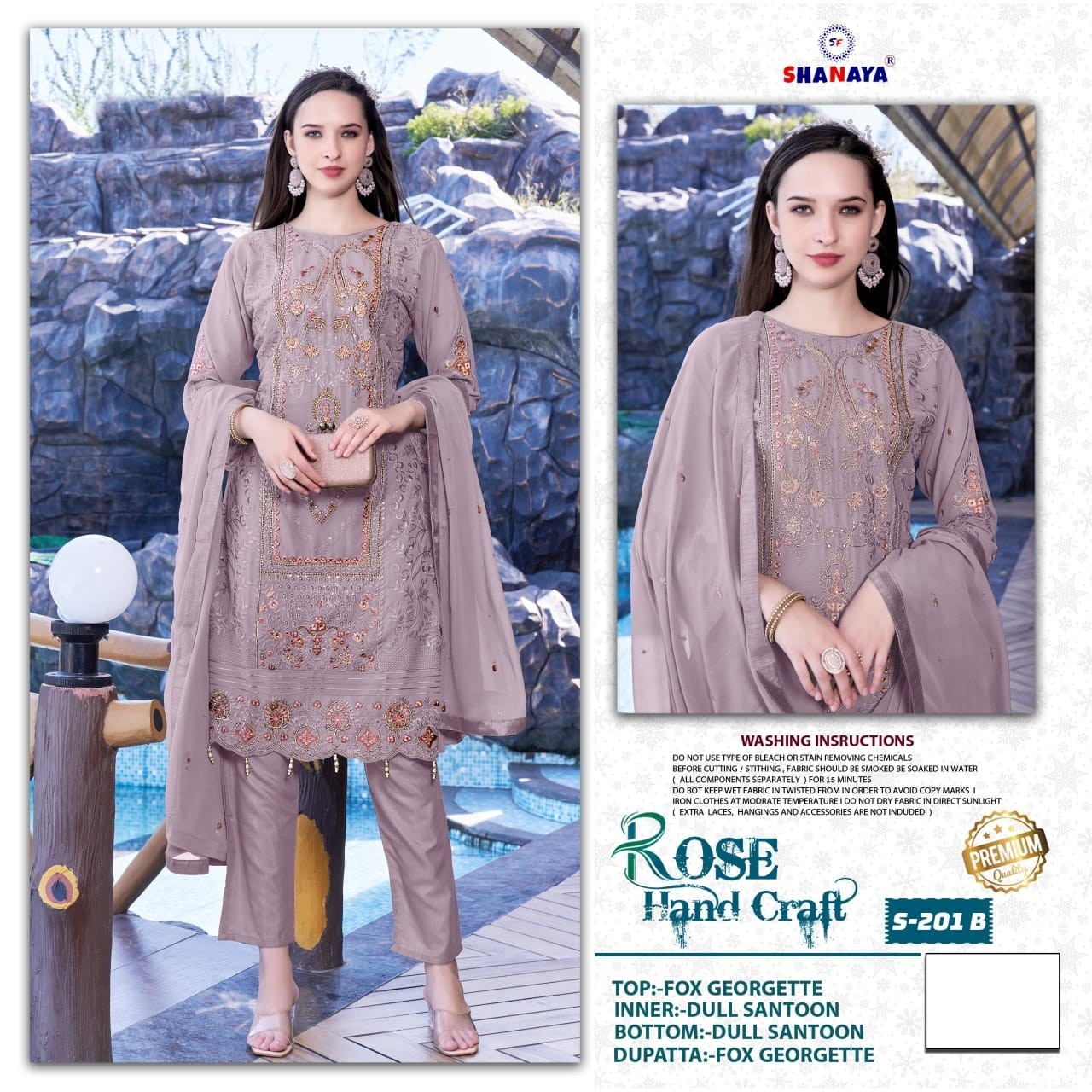 SHANAYA ROSE HAND CRAFT 201 B WHOLESALE PAKISTANI SUITS