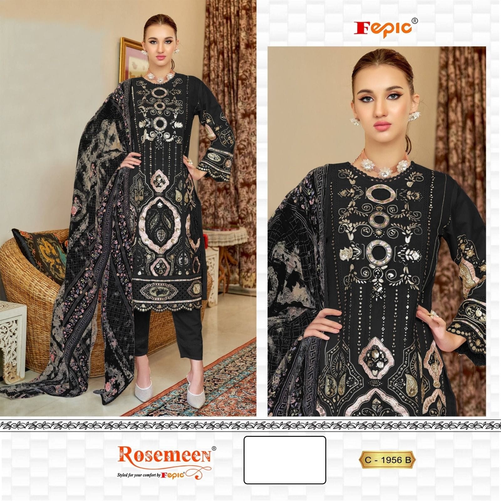 FEPIC ROSEMEEN 1956 A B LATEST PAKISTANI SALWAR SUITS