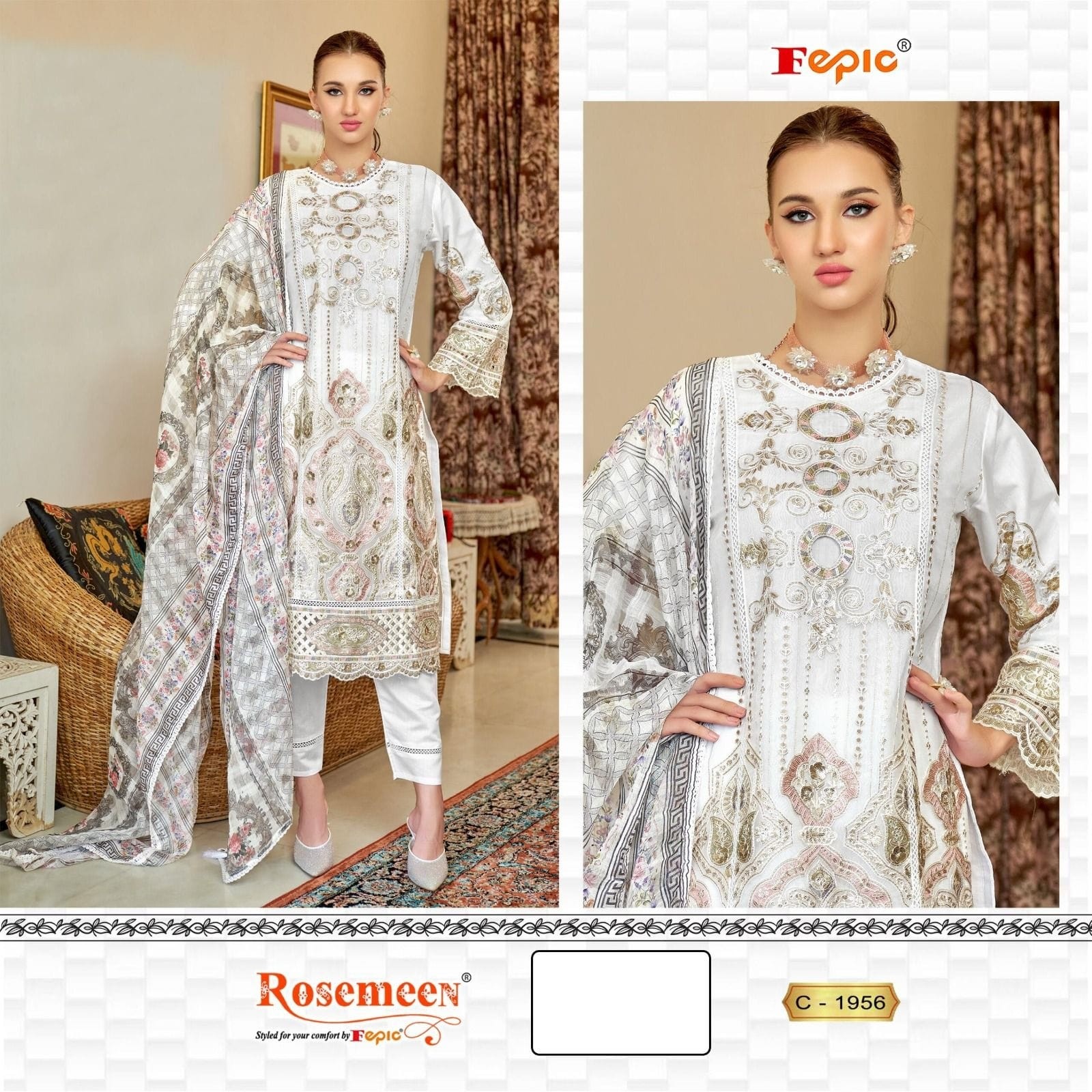 FEPIC ROSEMEEN 1956 A B LATEST PAKISTANI SALWAR SUITS