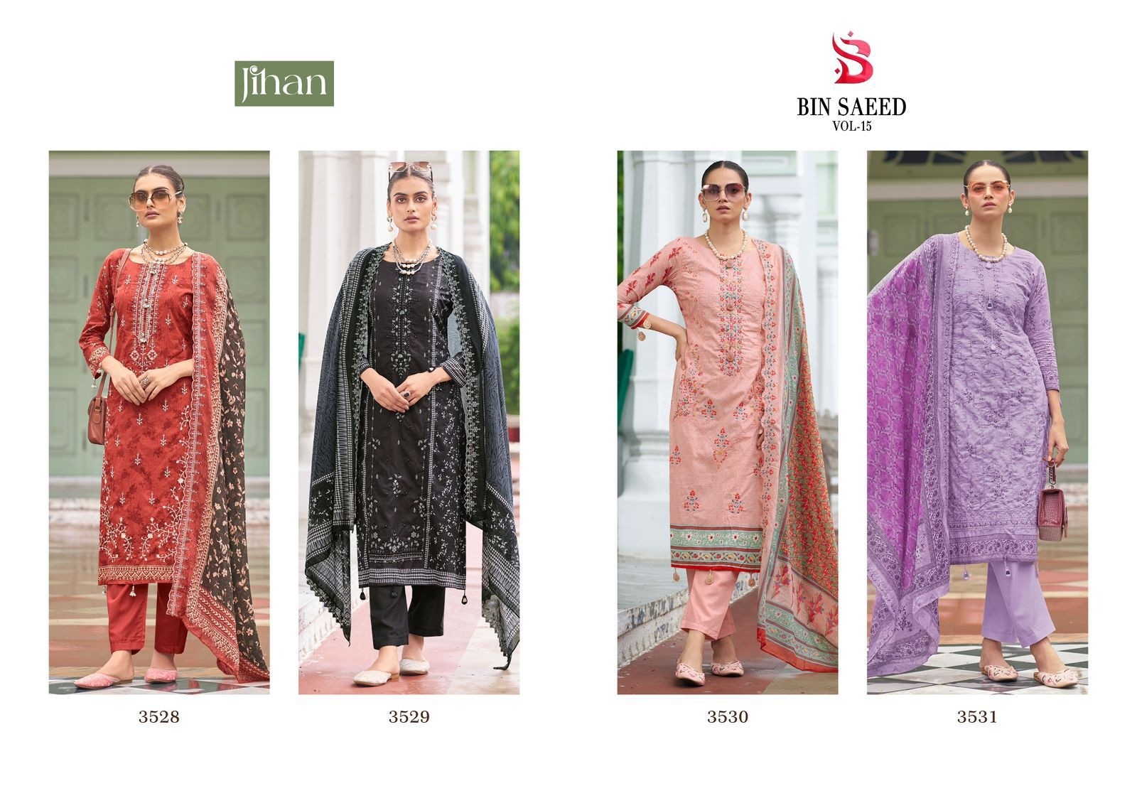 JIHAN 3530 BIN SAEED VOL 15 PAKISTANI SUITS LAWN PRINTED BUY SURAT