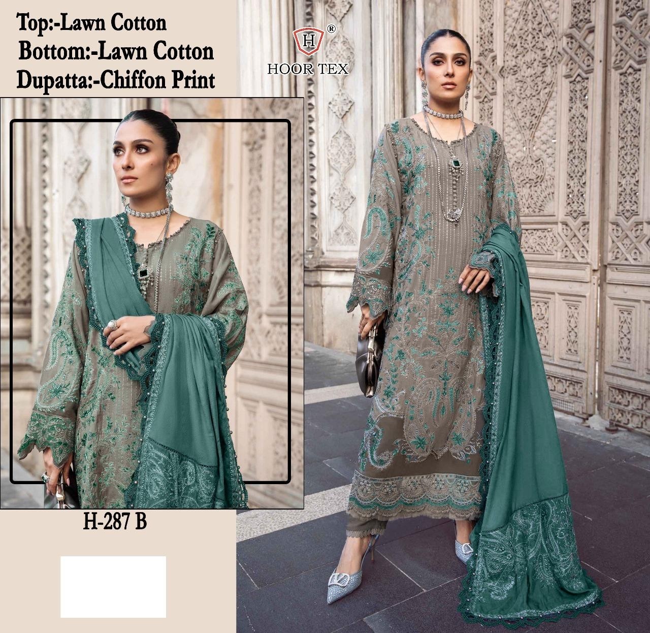 HOOR TEX H 287 A B C D PAKISTANI SALWAR SUITS SINGLE PIECE