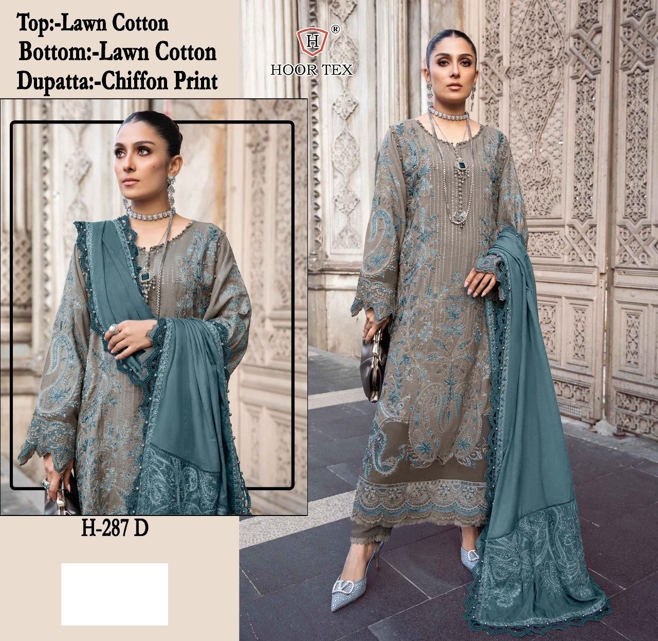 HOOR TEX H 287 A B C D PAKISTANI SALWAR SUITS SINGLE PIECE