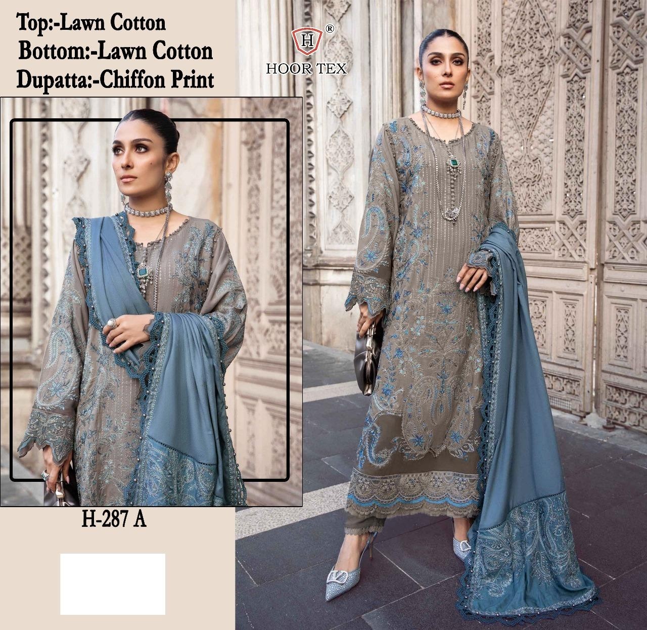 HOOR TEX H 287 A B C D PAKISTANI SALWAR SUITS SINGLE PIECE