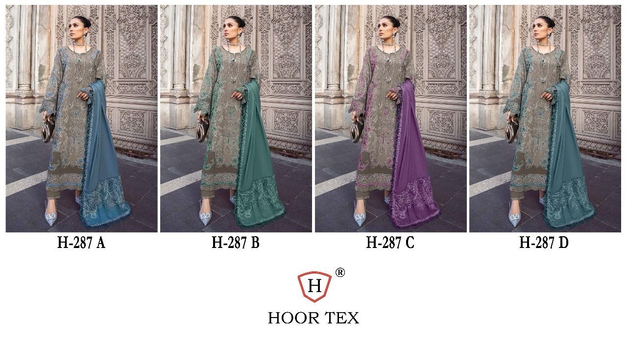 HOOR TEX H 287 A B C D PAKISTANI SALWAR SUITS SINGLE PIECE