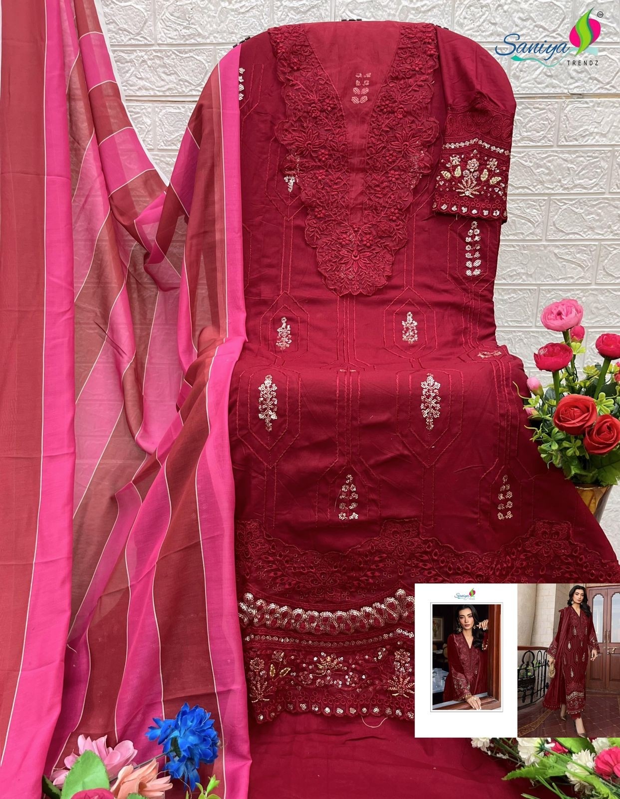 SANIYA TRENDZ 7120 B WHOLESALE BUY PAKISTANI SALWAR SUITS