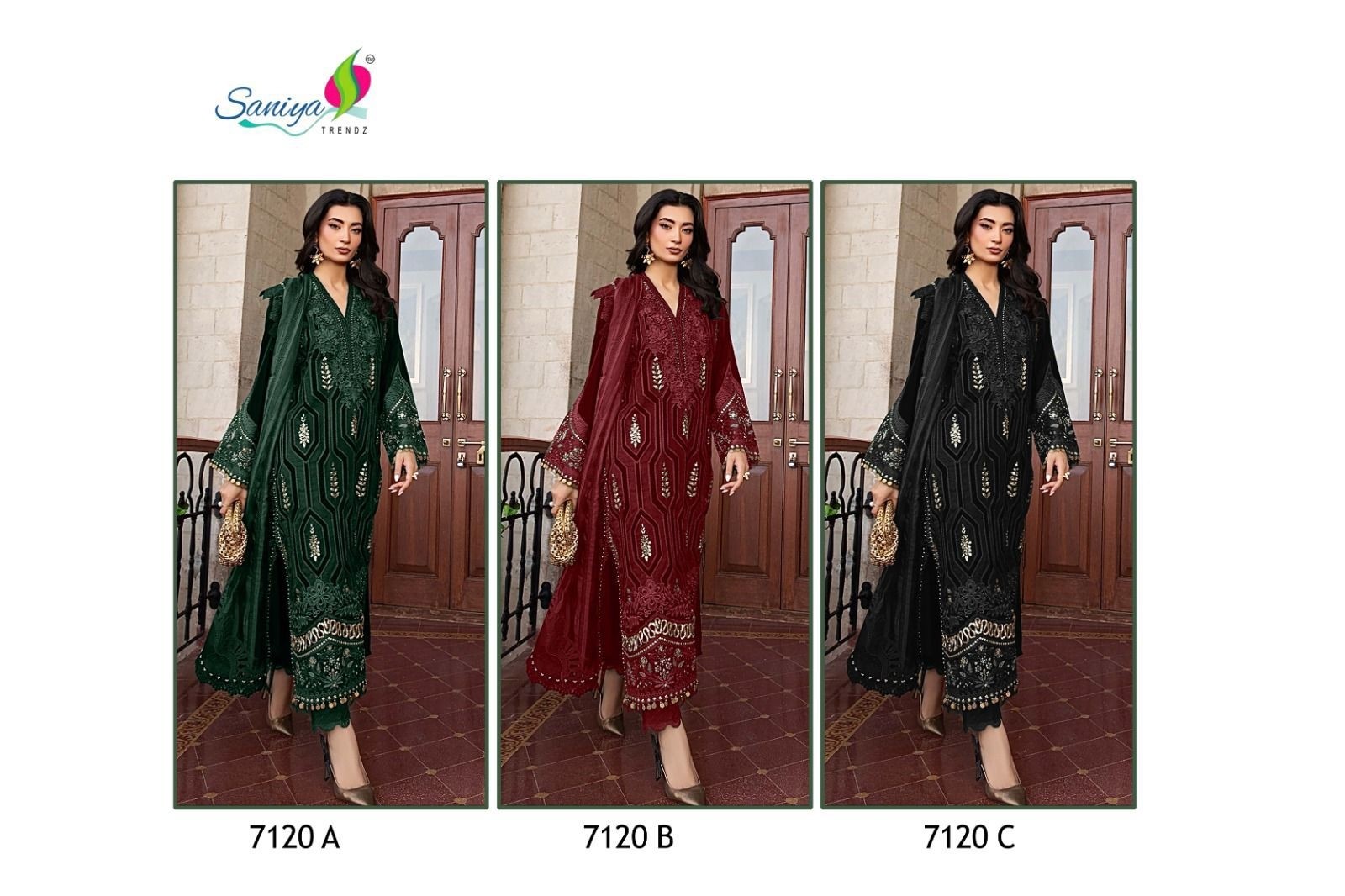 SANIYA TRENDZ 7120 B WHOLESALE BUY PAKISTANI SALWAR SUITS