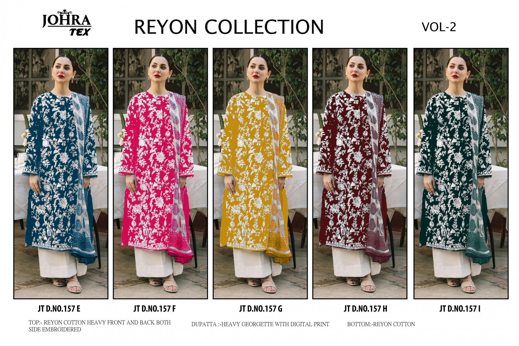 JOHRA TEX JT 157 H REYON COLLECTION VOL 2 ONLINE PAKISTANI SALWAR SUITS BUY SURAT