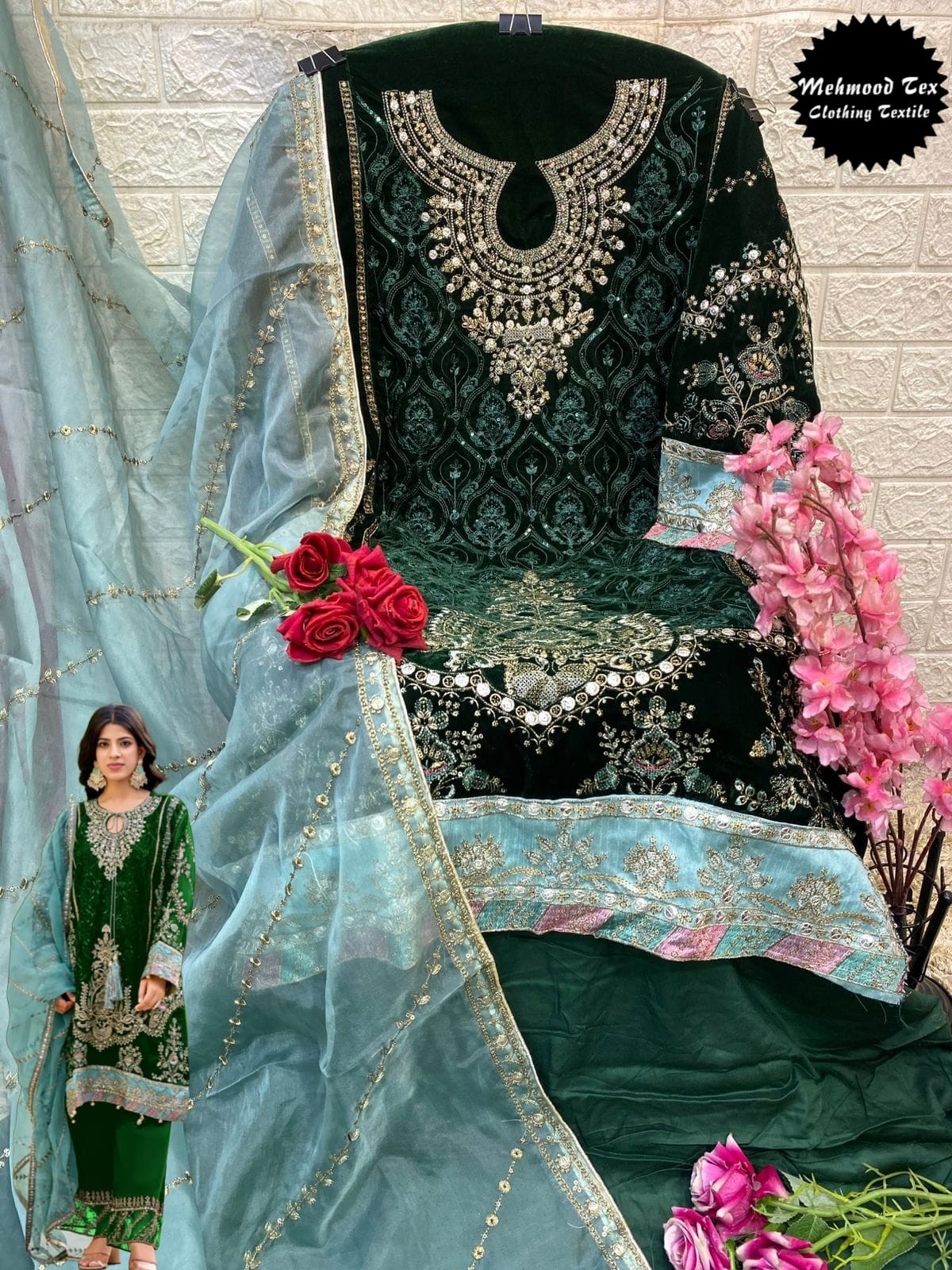 MEHMOOD TEX M 50 ABCD VELVET PAKISTANI SALWAR SUITS WHOLESALER
