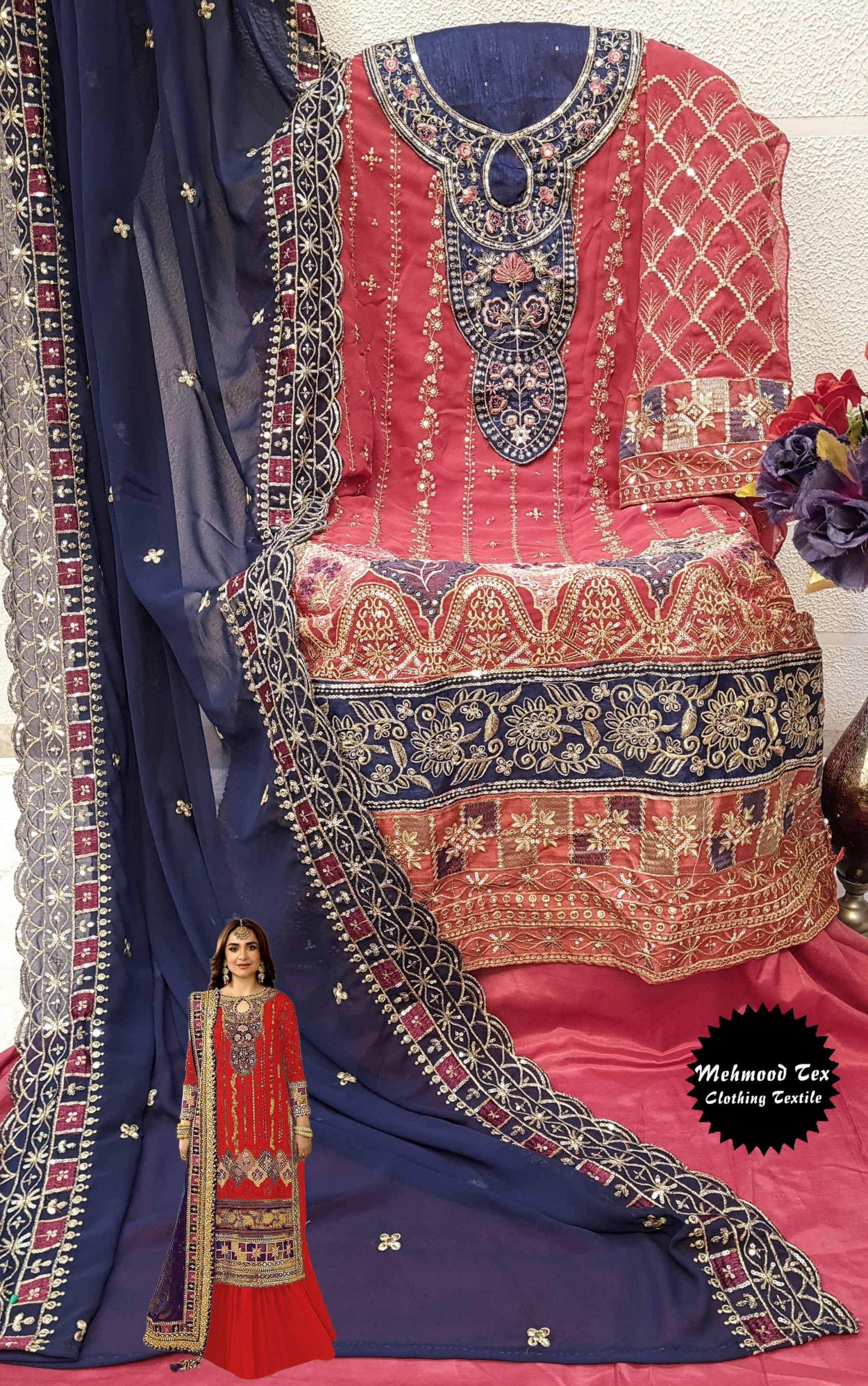MEHMOOD TEX M 54 A PAKISTANI SALWAR SUITS ONLINE