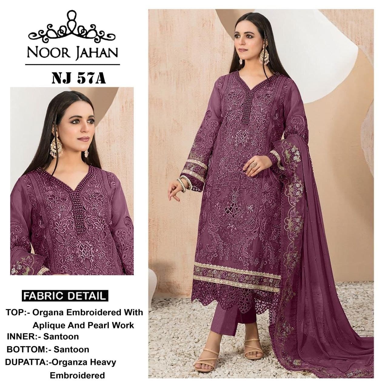 NOOR JAHAN NJ 57 A SUPPLIER WHOLESALE PAKISTANI SUITS BUY SURAT